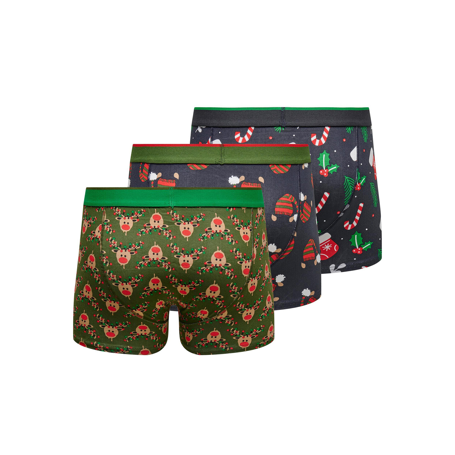 Only & Sons Комплект 3 чифта боксерки X-Mass 22024040 Цветен - Pepit.bg