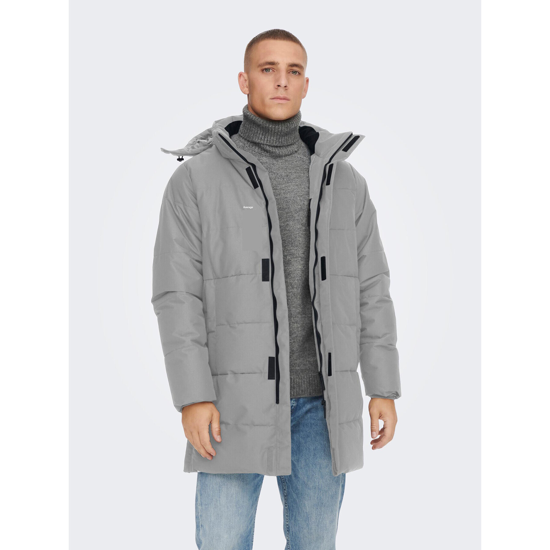 Only & Sons Пухено яке 22020156 Сив Regular Fit - Pepit.bg