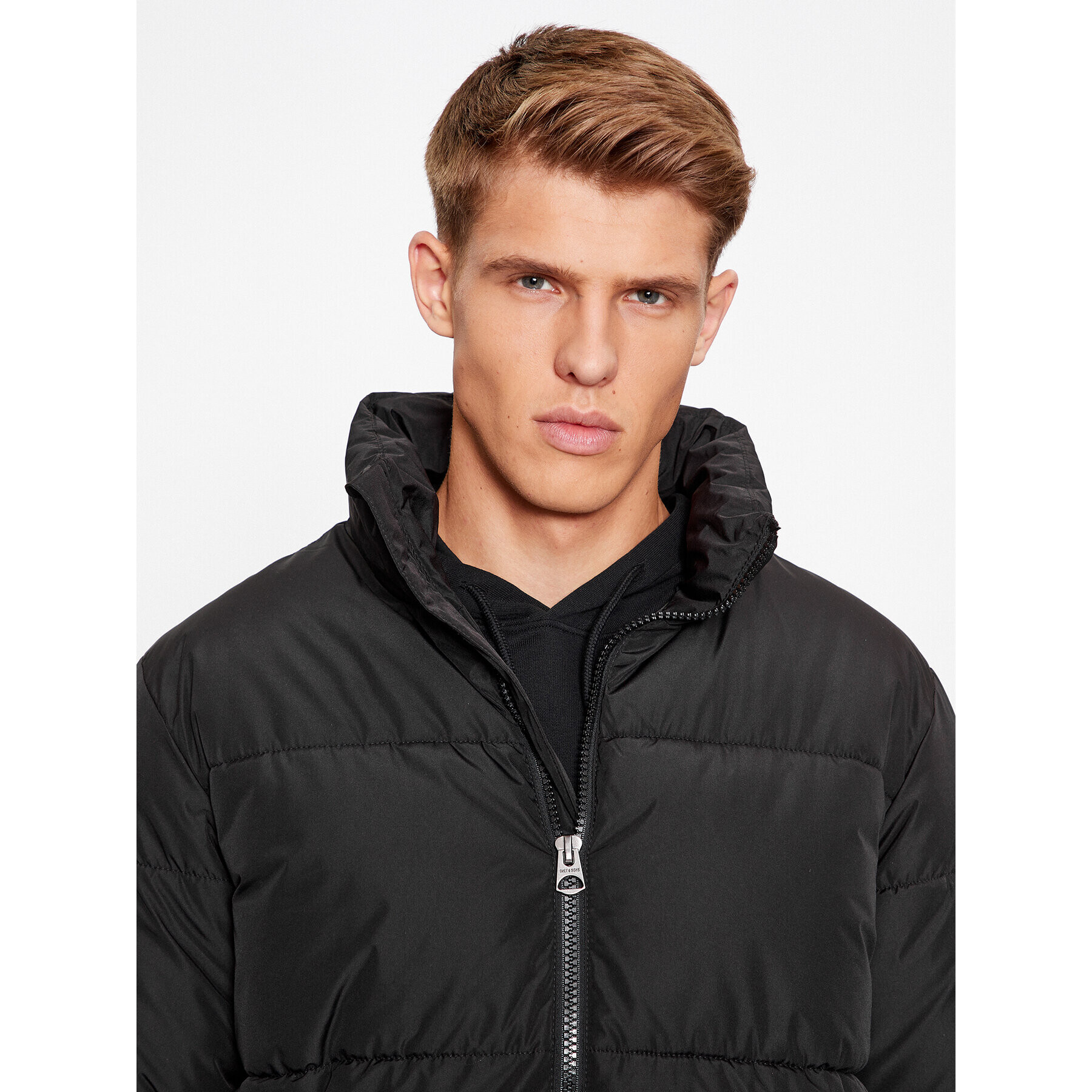 Only & Sons Пухено яке 22025205 Черен Regular Fit - Pepit.bg