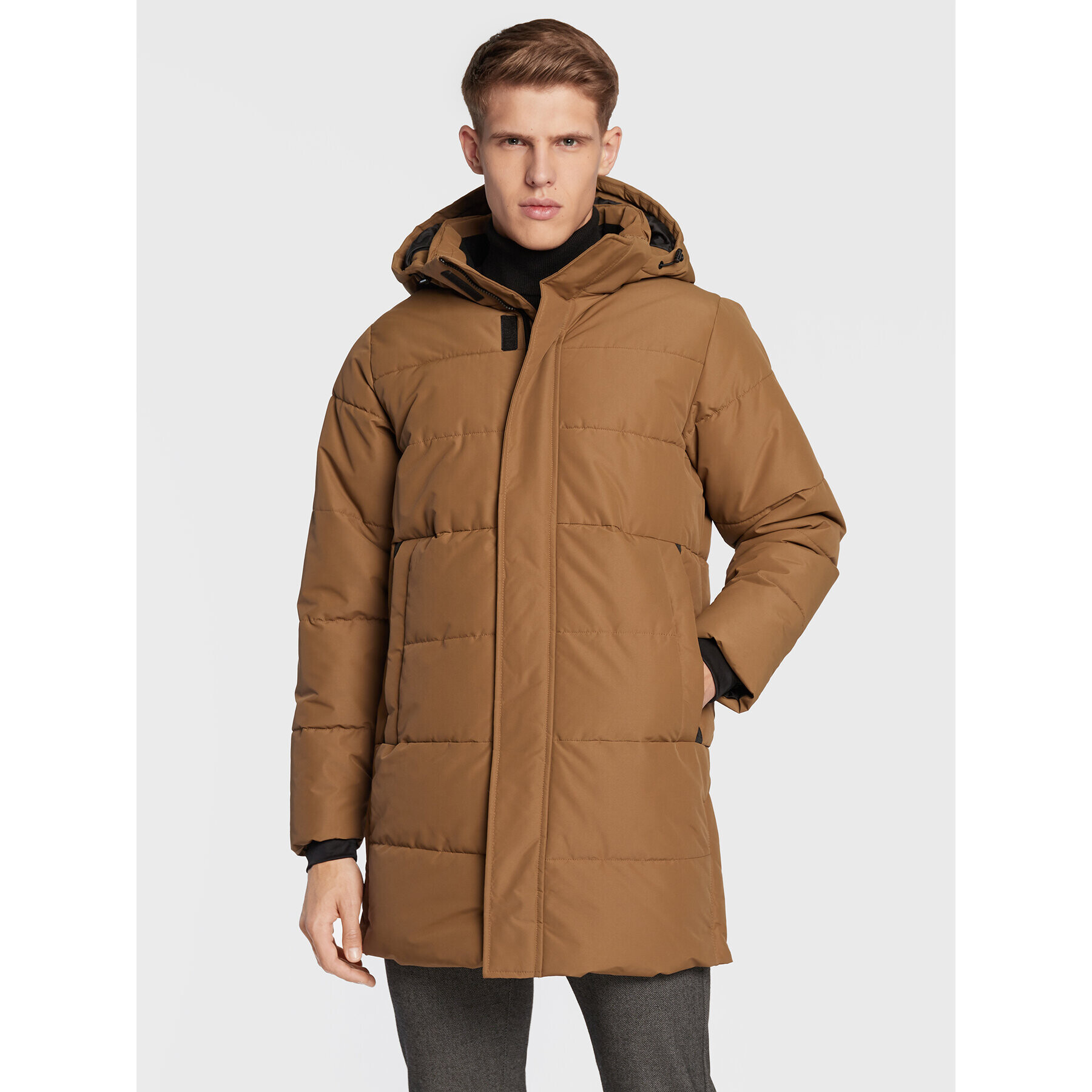 Only & Sons Пухено яке Carl Long Qualited 22020156 Кафяв Regular Fit - Pepit.bg