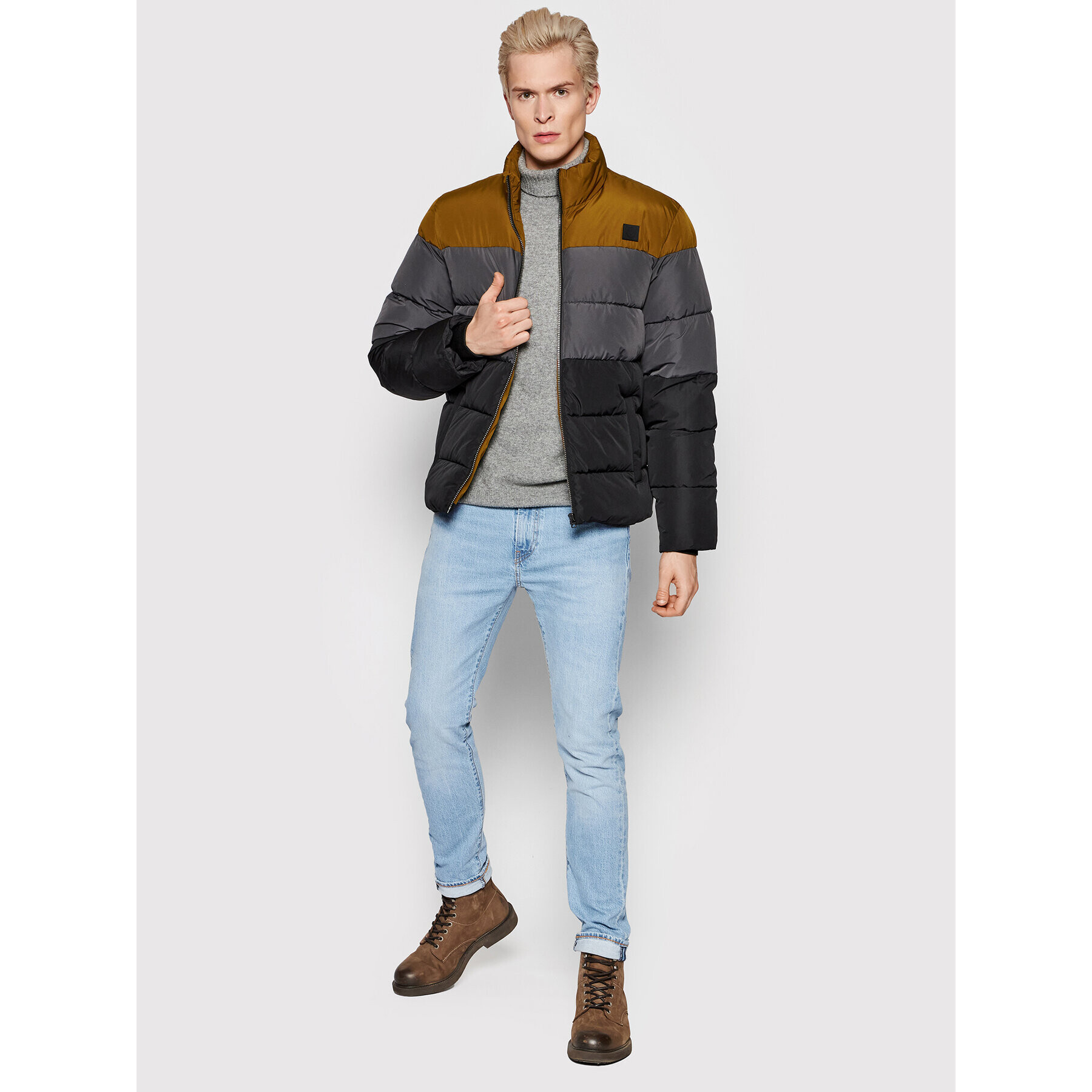 Only & Sons Пухено яке Melvin 22019345 Сив Regular Fit - Pepit.bg