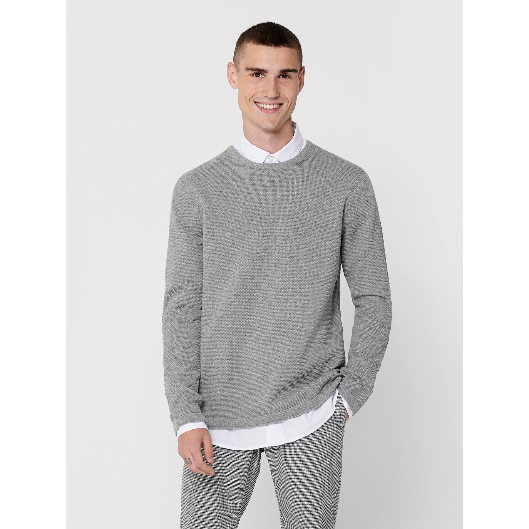 Only & Sons Пуловер Panter 22016980 Сив Regular Fit - Pepit.bg