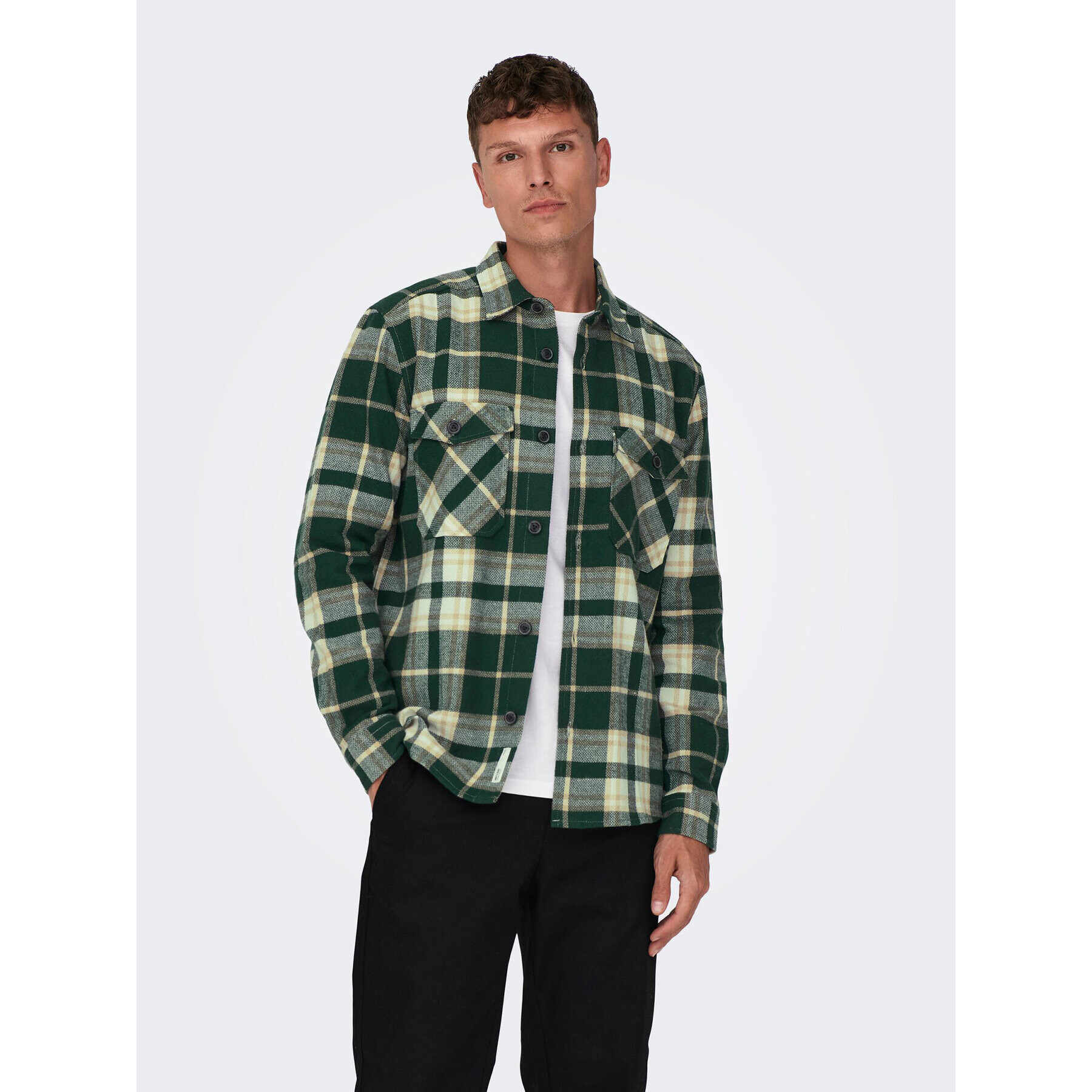 Only & Sons Риза 22026313 Зелен Loose Fit - Pepit.bg