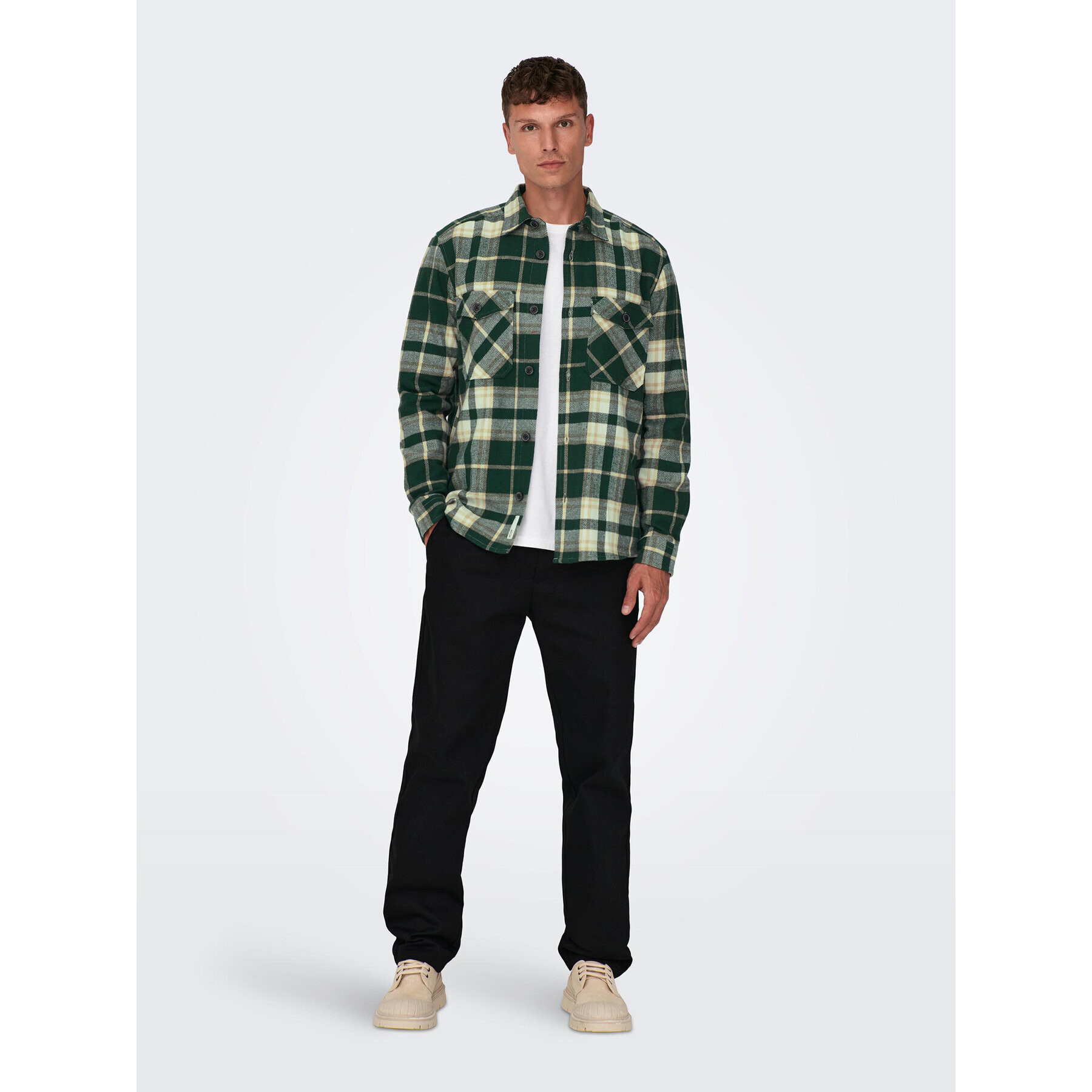 Only & Sons Риза 22026313 Зелен Loose Fit - Pepit.bg