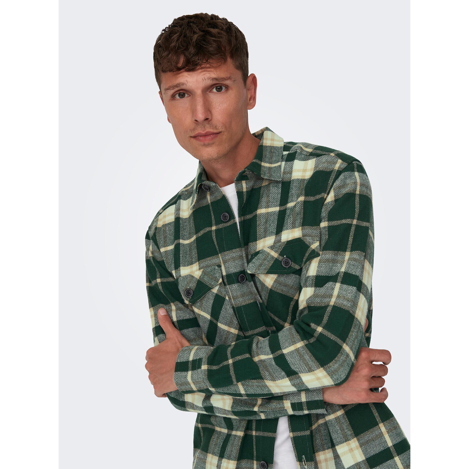 Only & Sons Риза 22026313 Зелен Loose Fit - Pepit.bg