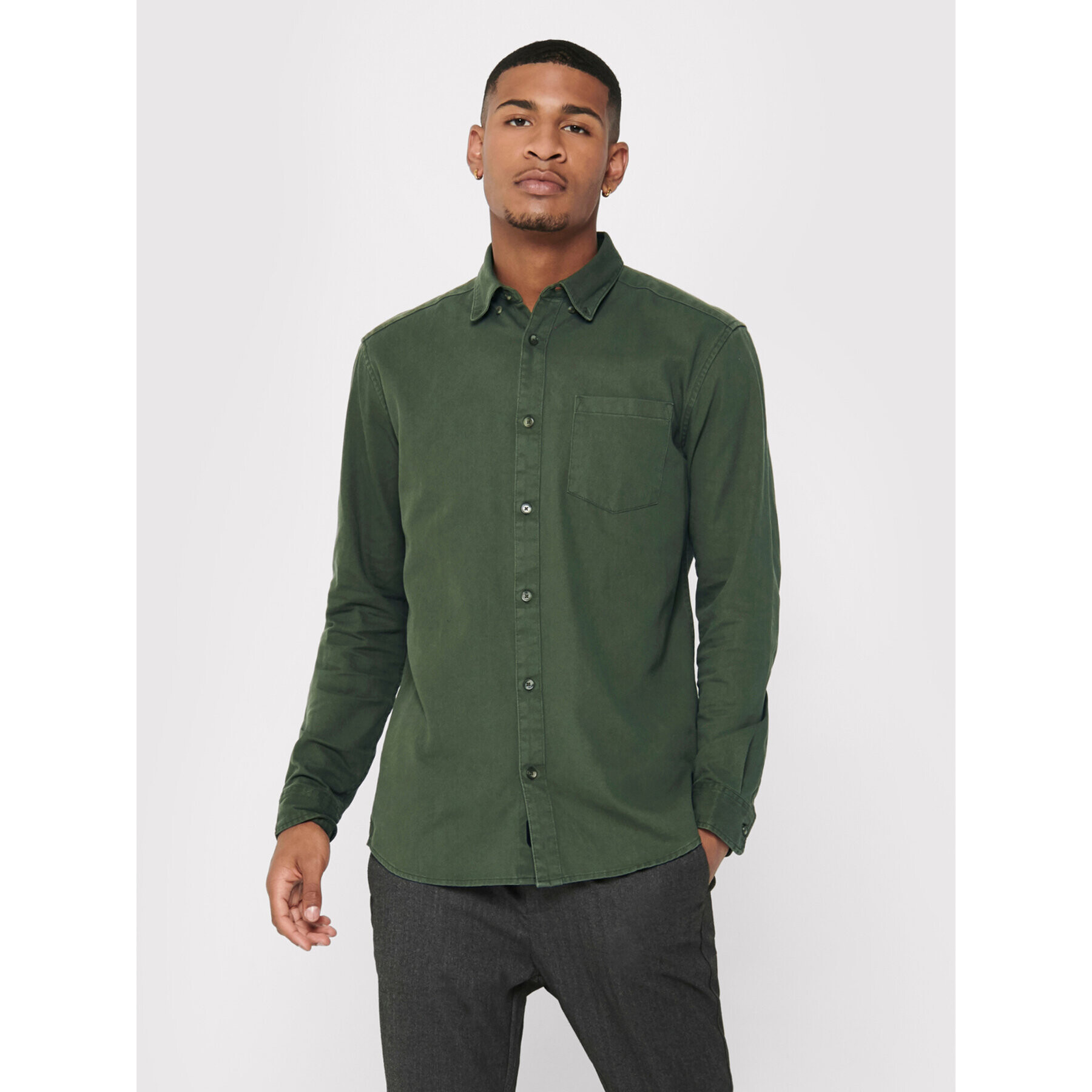Only & Sons Риза Bryce 22017285 Зелен Regular Fit - Pepit.bg
