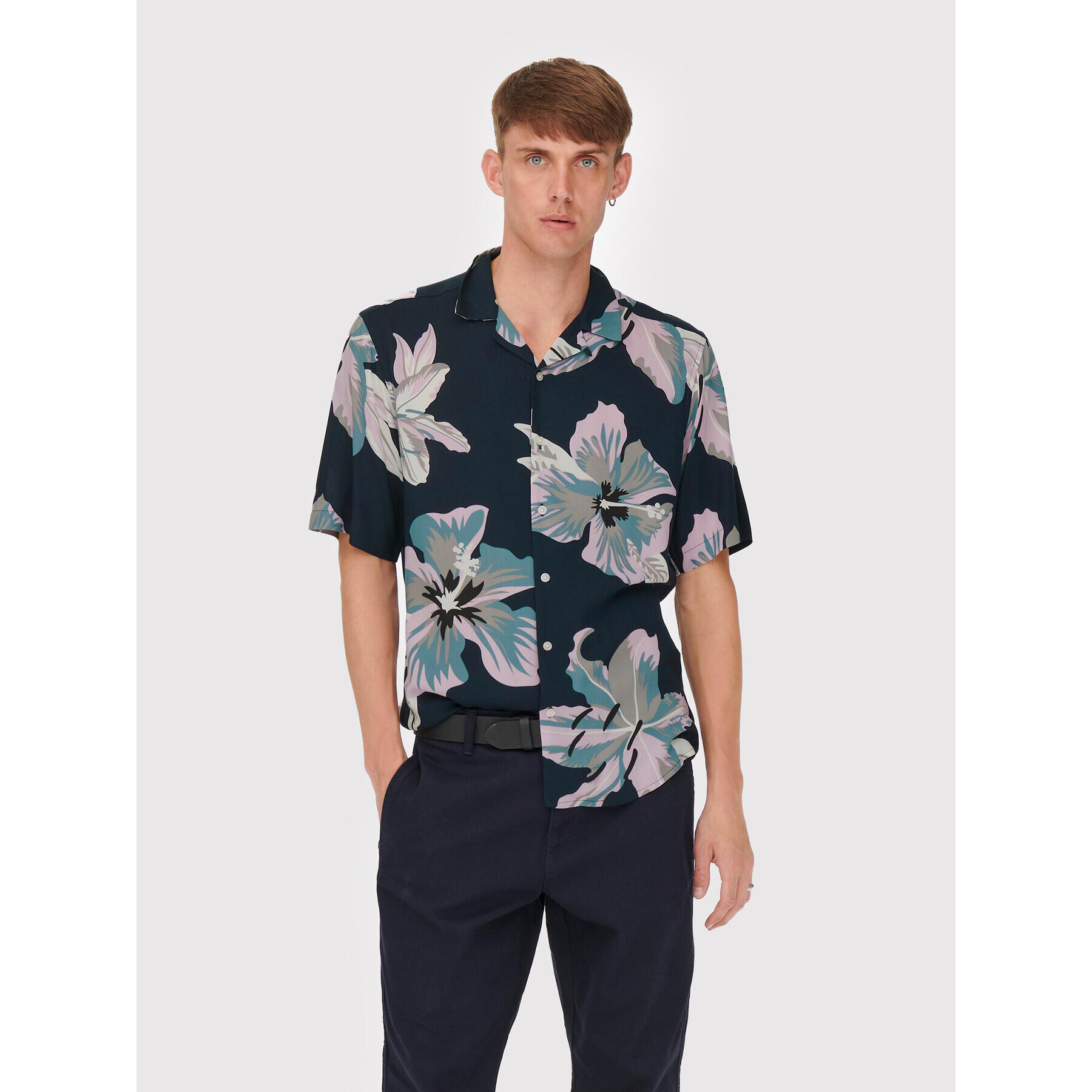 Only & Sons Риза Dan 22021965 Тъмносин Regular Fit - Pepit.bg