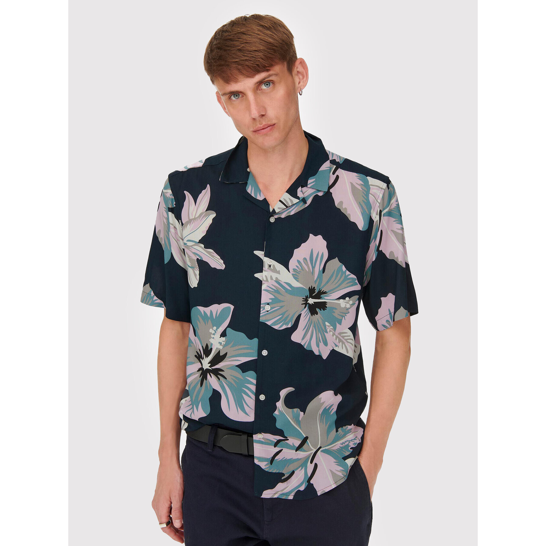 Only & Sons Риза Dan 22021965 Тъмносин Regular Fit - Pepit.bg
