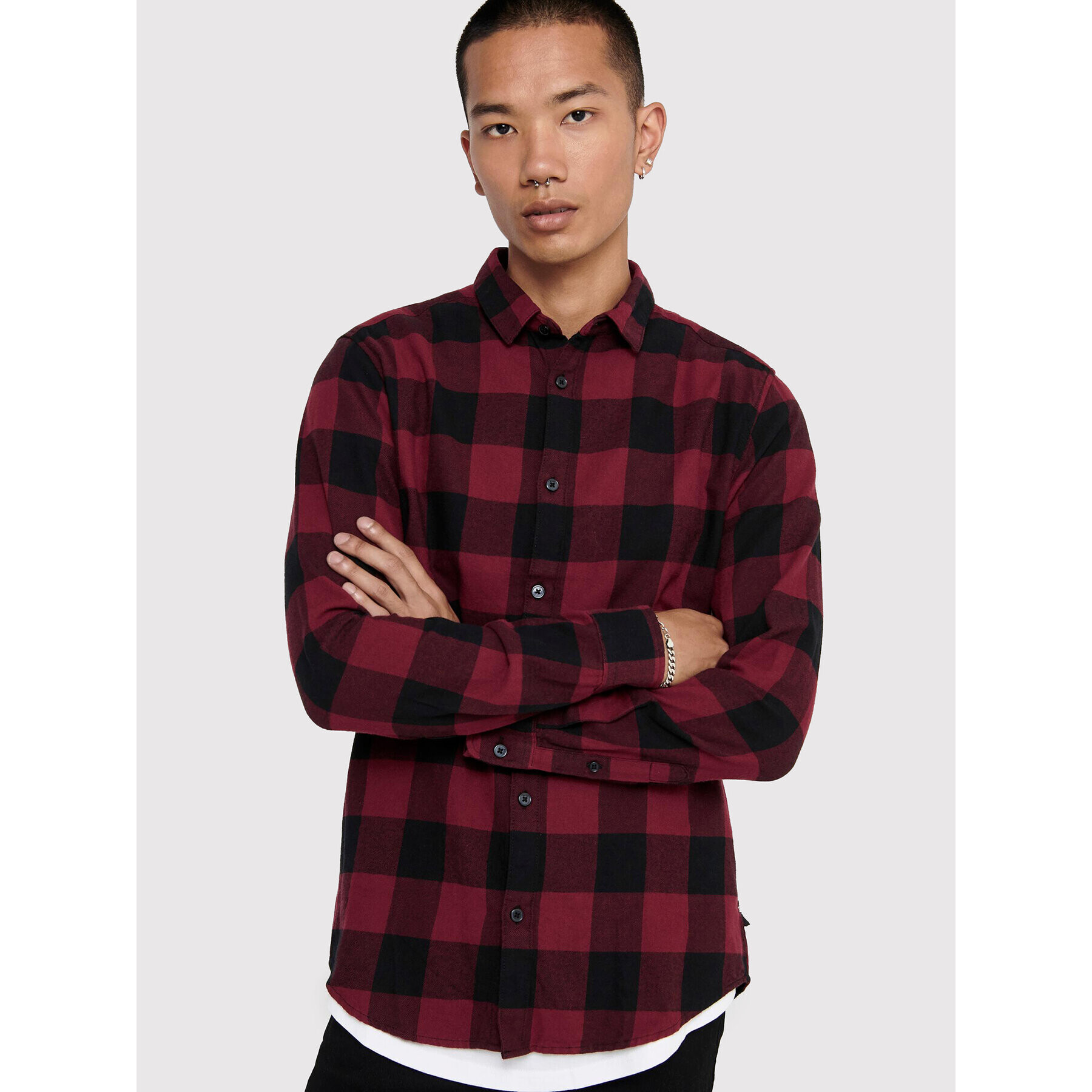 Only & Sons Риза Gudmund 22007112 Бордо Slim Fit - Pepit.bg