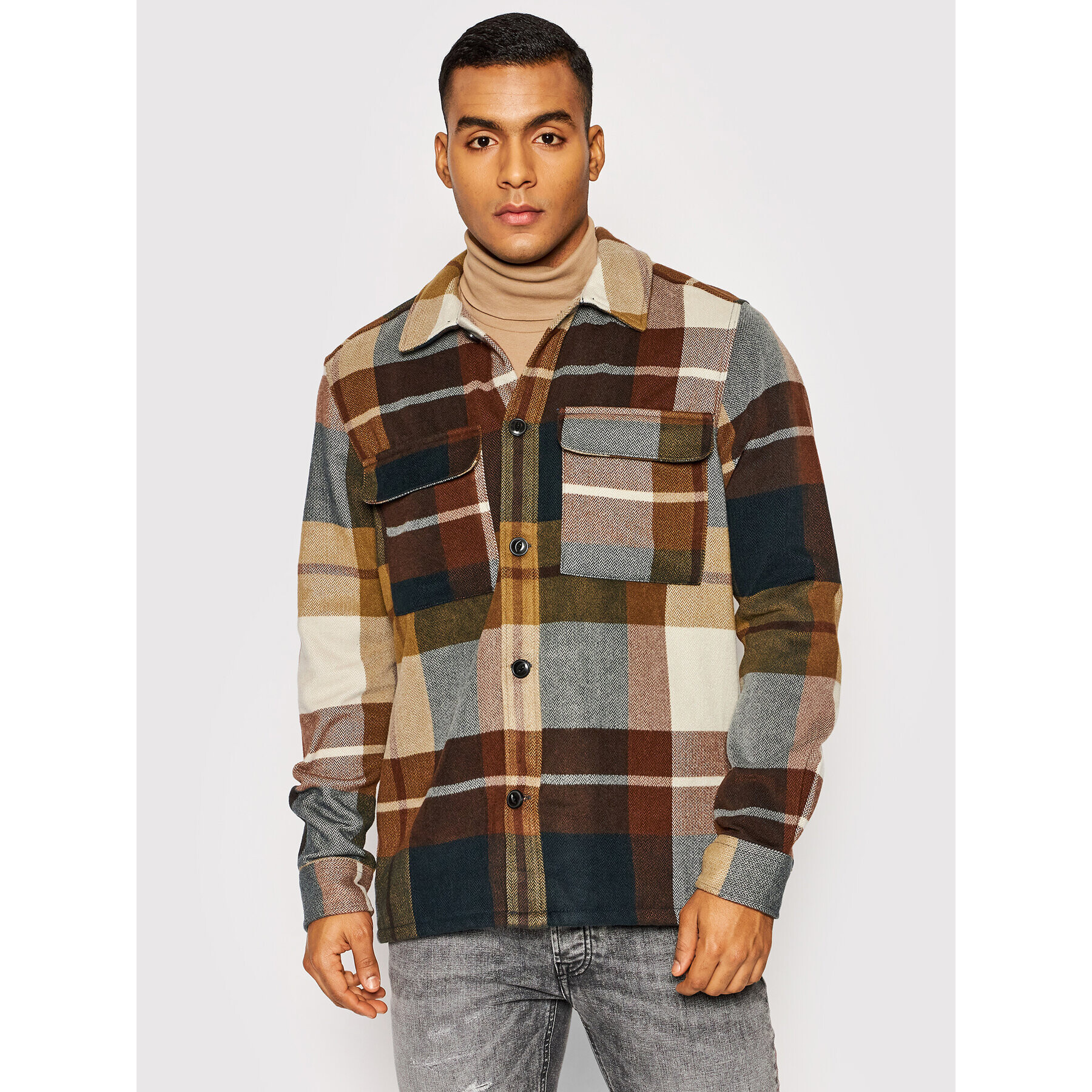 Only & Sons Риза Leroy 22021218 Кафяв Regular Fit - Pepit.bg