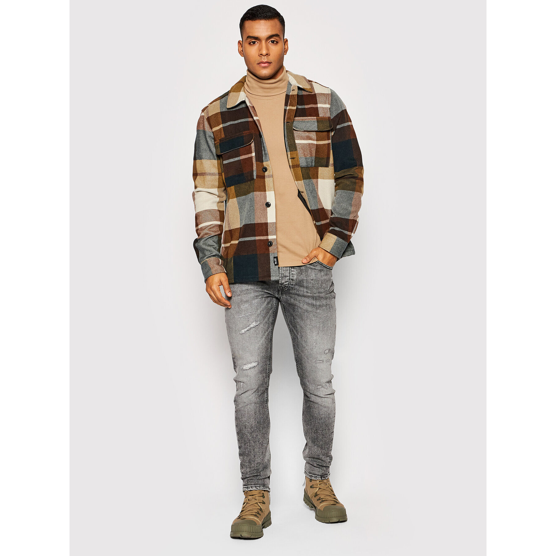 Only & Sons Риза Leroy 22021218 Кафяв Regular Fit - Pepit.bg