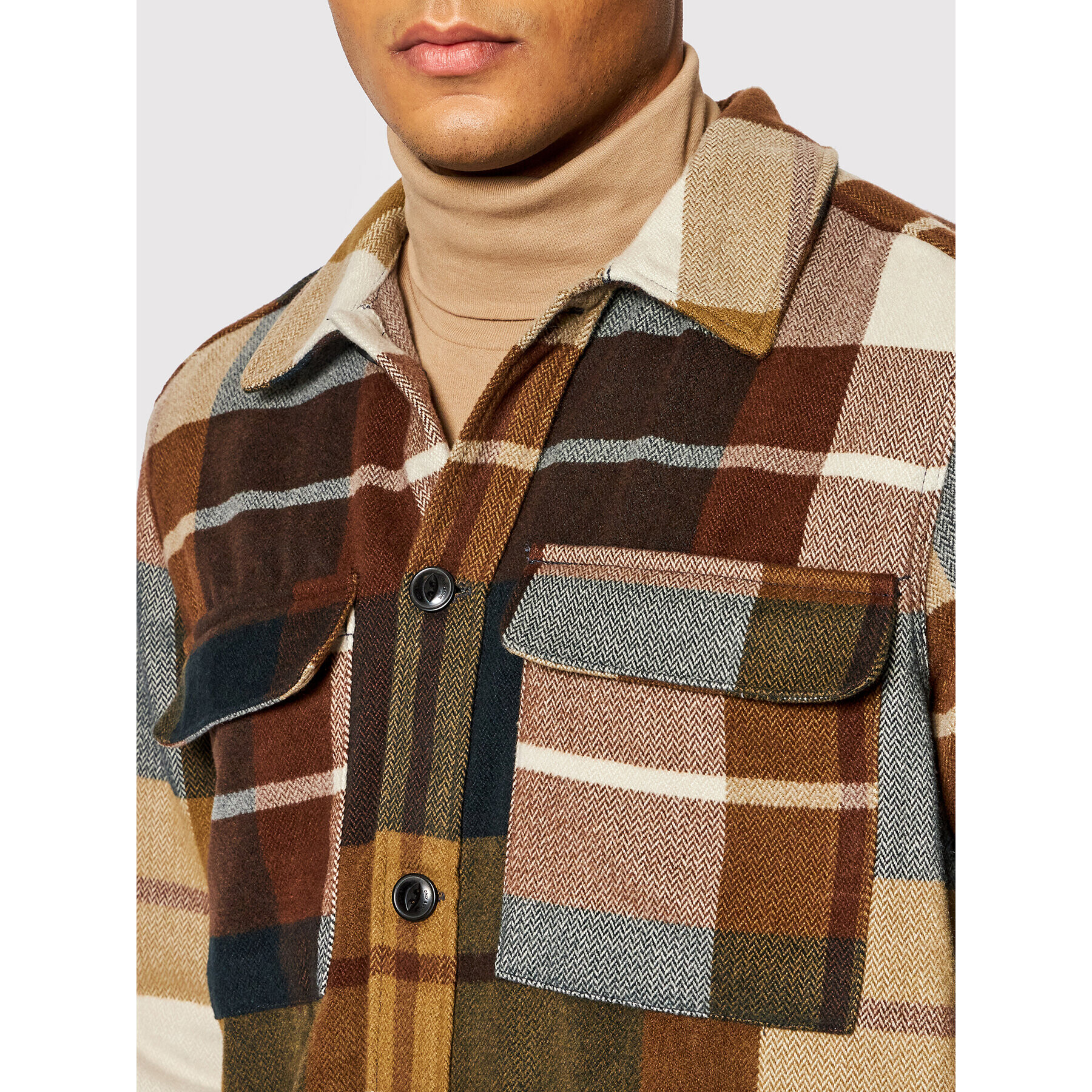 Only & Sons Риза Leroy 22021218 Кафяв Regular Fit - Pepit.bg
