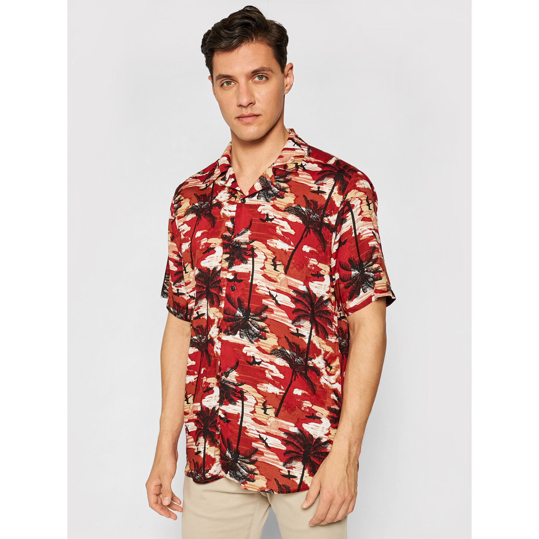 Only & Sons Риза Palm 22019157 Червен Regular Fit - Pepit.bg