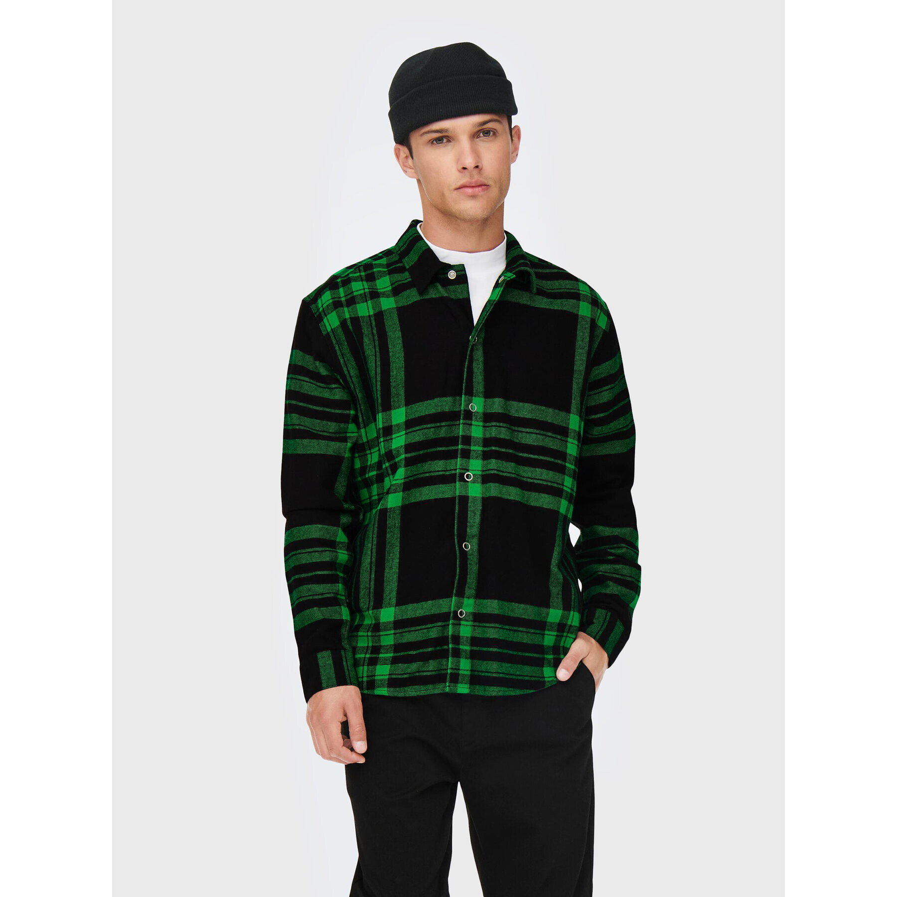 Only & Sons Риза Stabb 22022991 Зелен Relaxed Fit - Pepit.bg