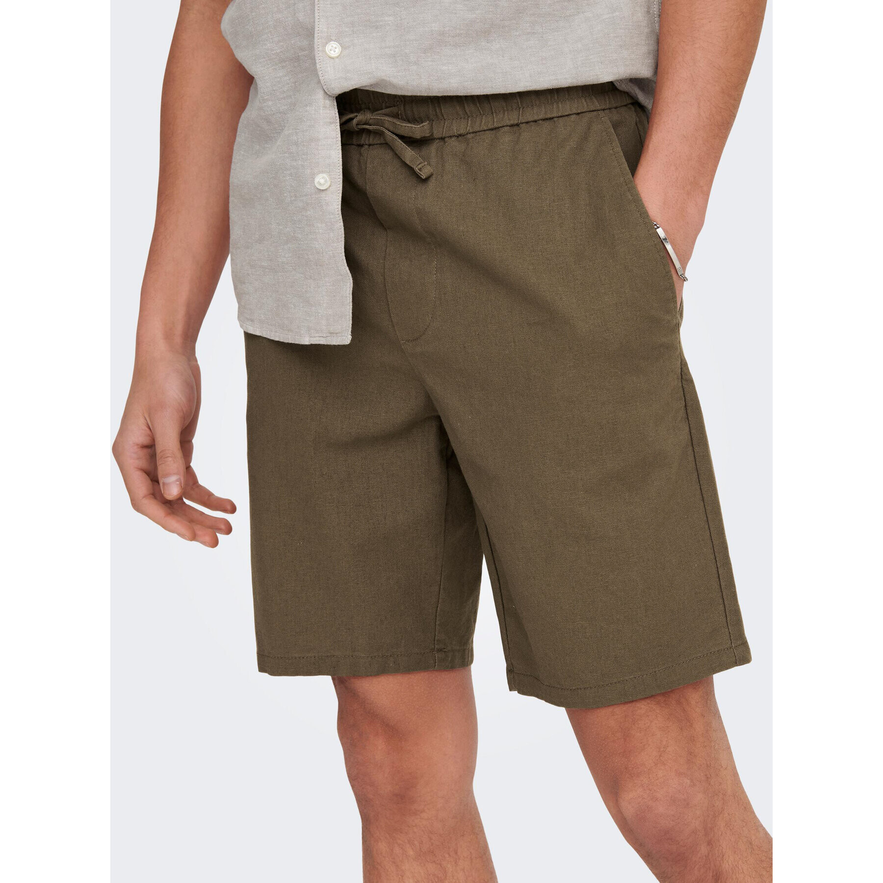 Only & Sons Шорти от плат 22024967 Кафяв Loose Fit - Pepit.bg