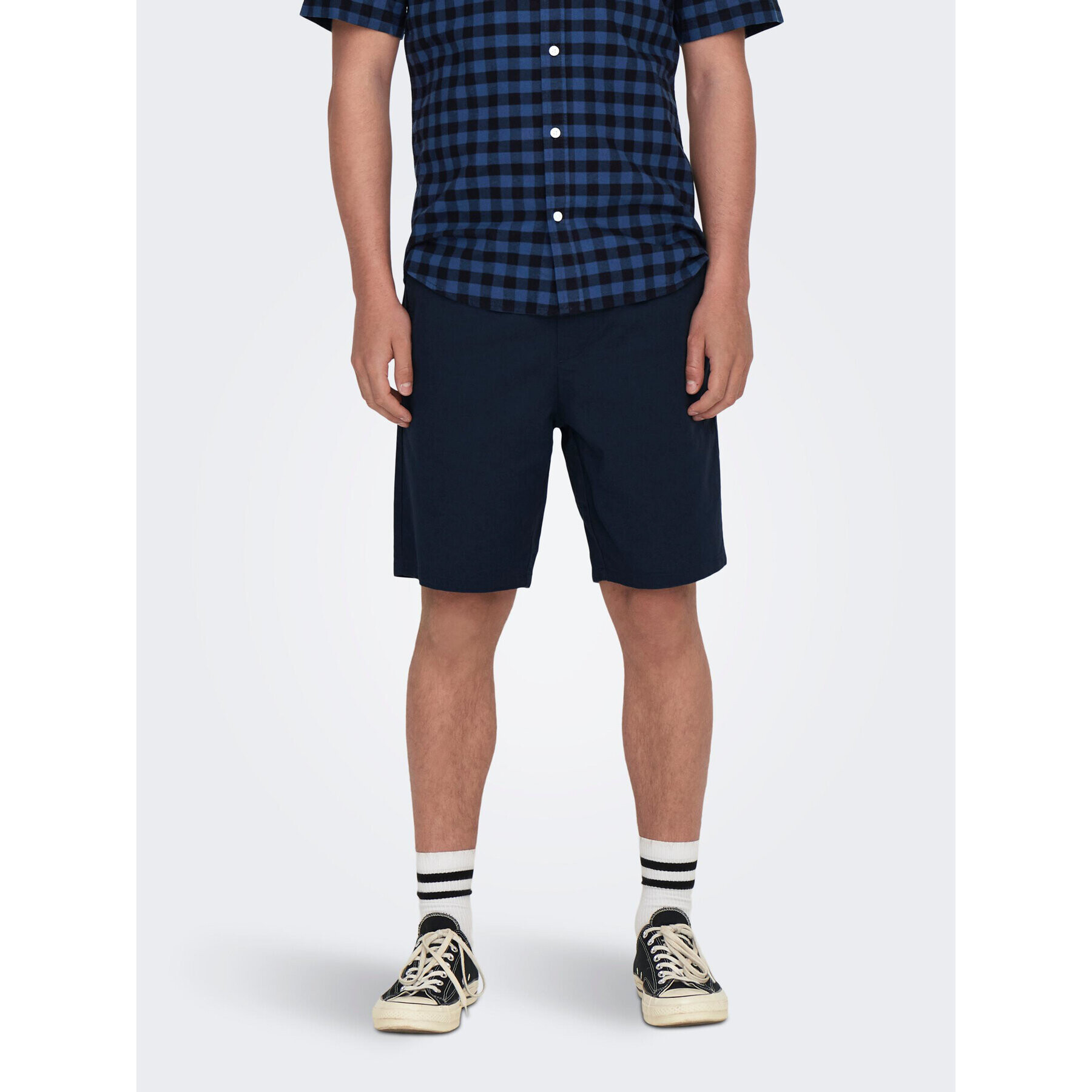 Only & Sons Шорти от плат 22024967 Тъмносин Loose Fit - Pepit.bg