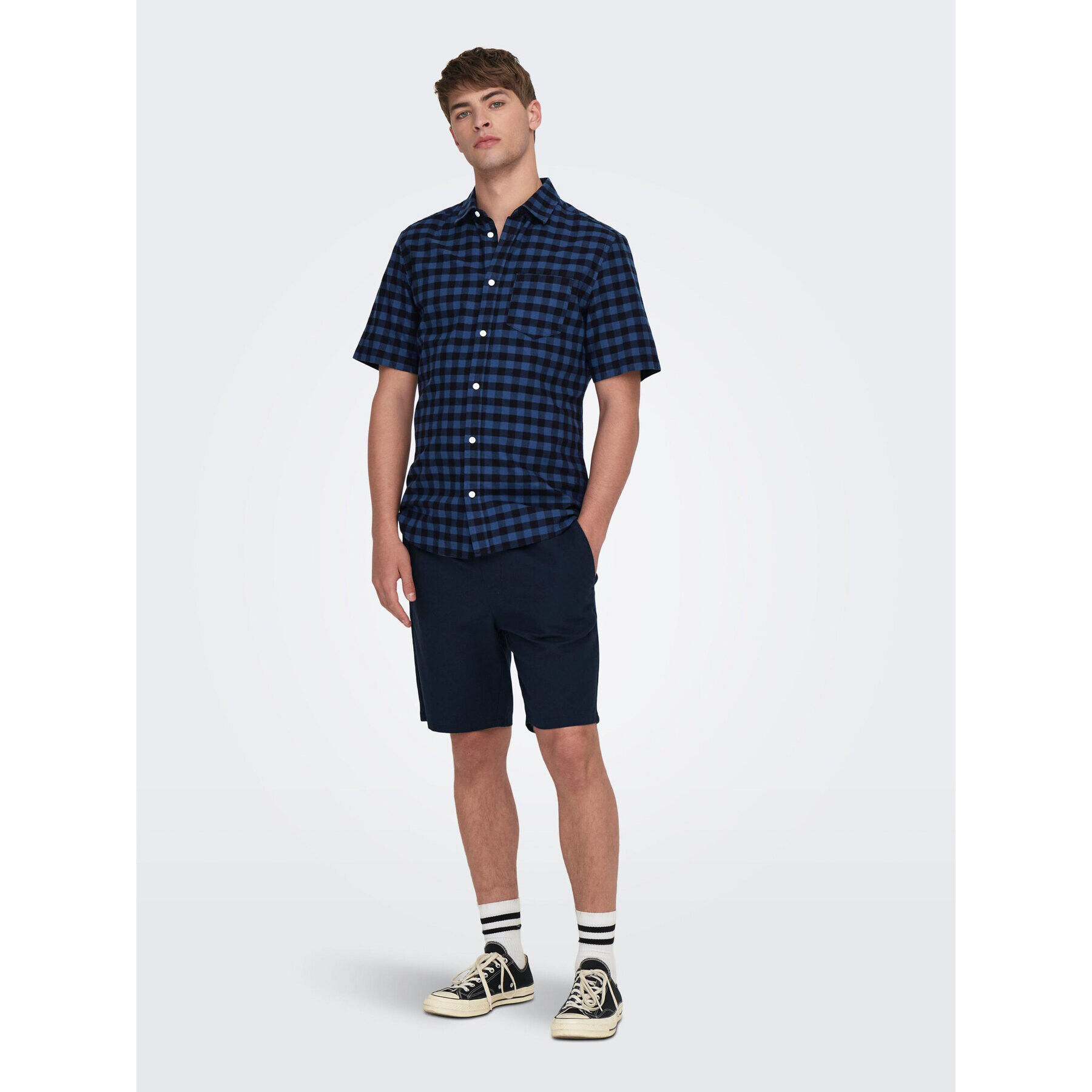 Only & Sons Шорти от плат 22024967 Тъмносин Loose Fit - Pepit.bg