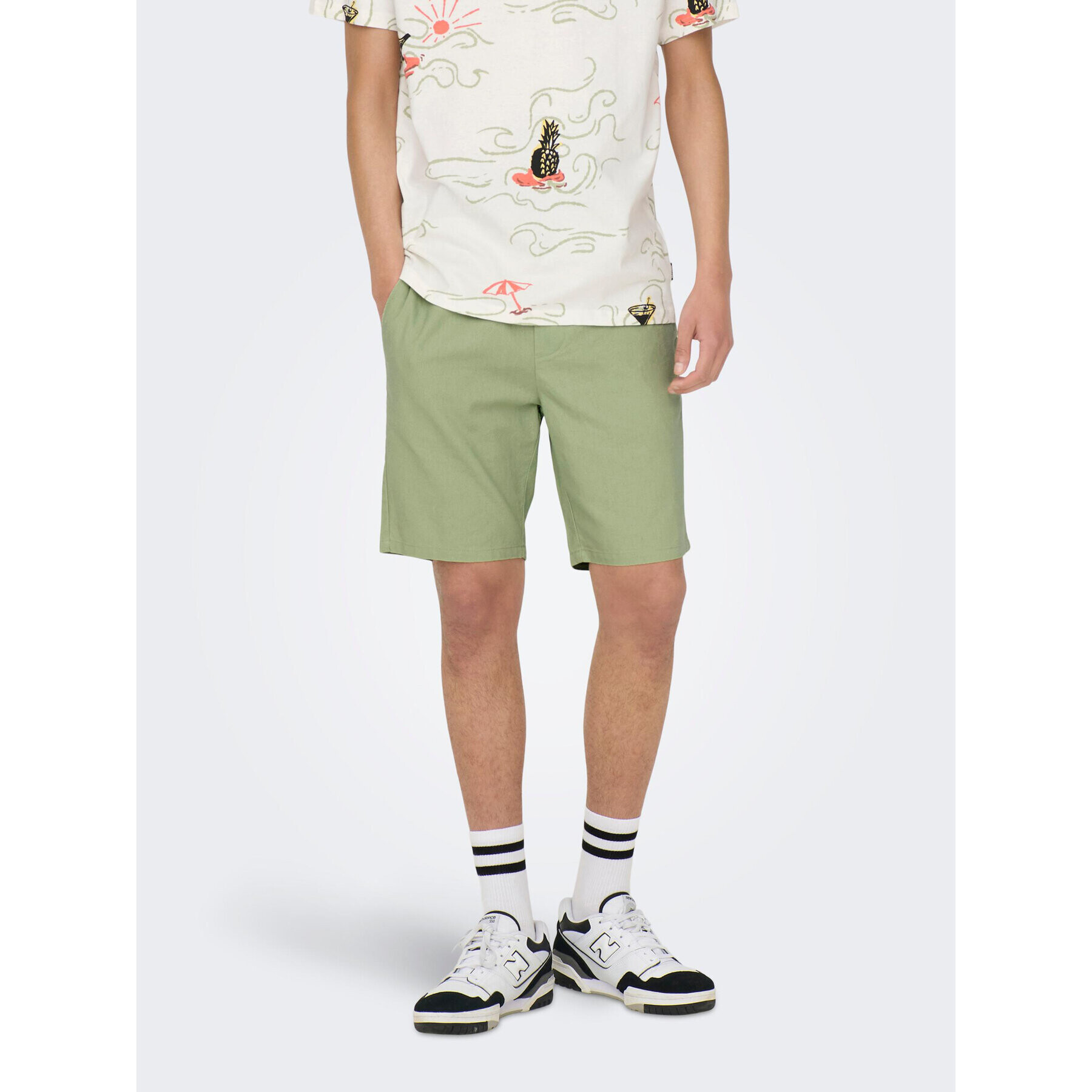 Only & Sons Шорти от плат 22024967 Зелен Loose Fit - Pepit.bg