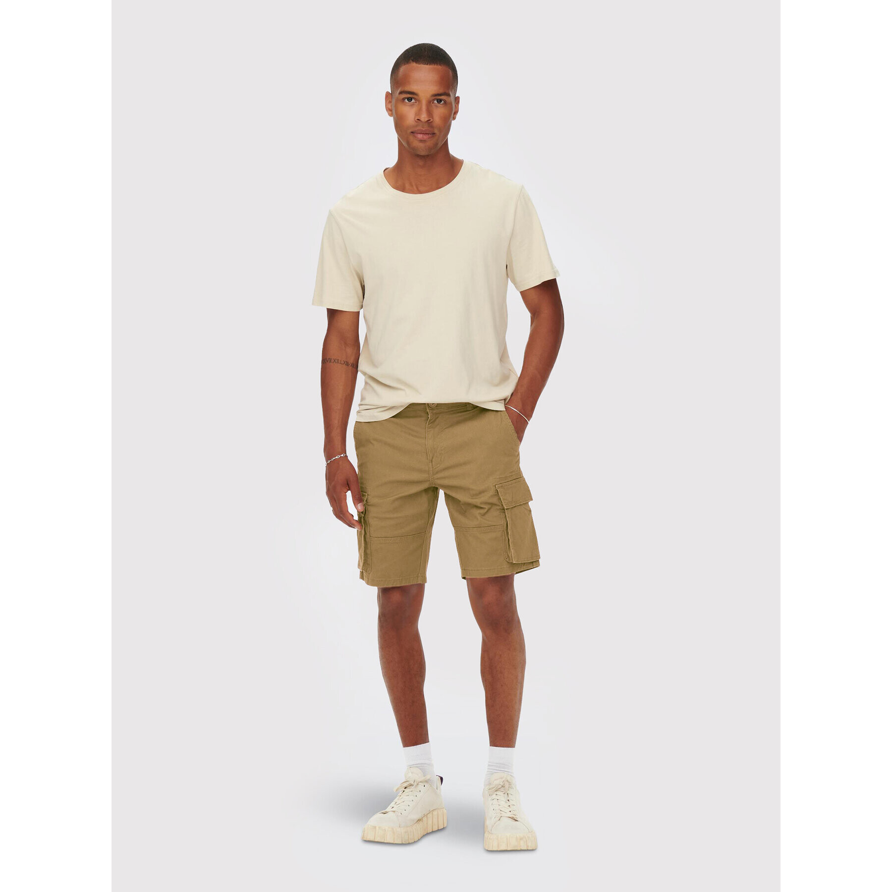 Only & Sons Шорти от плат Cam 22016689 Кафяв Regular Fit - Pepit.bg
