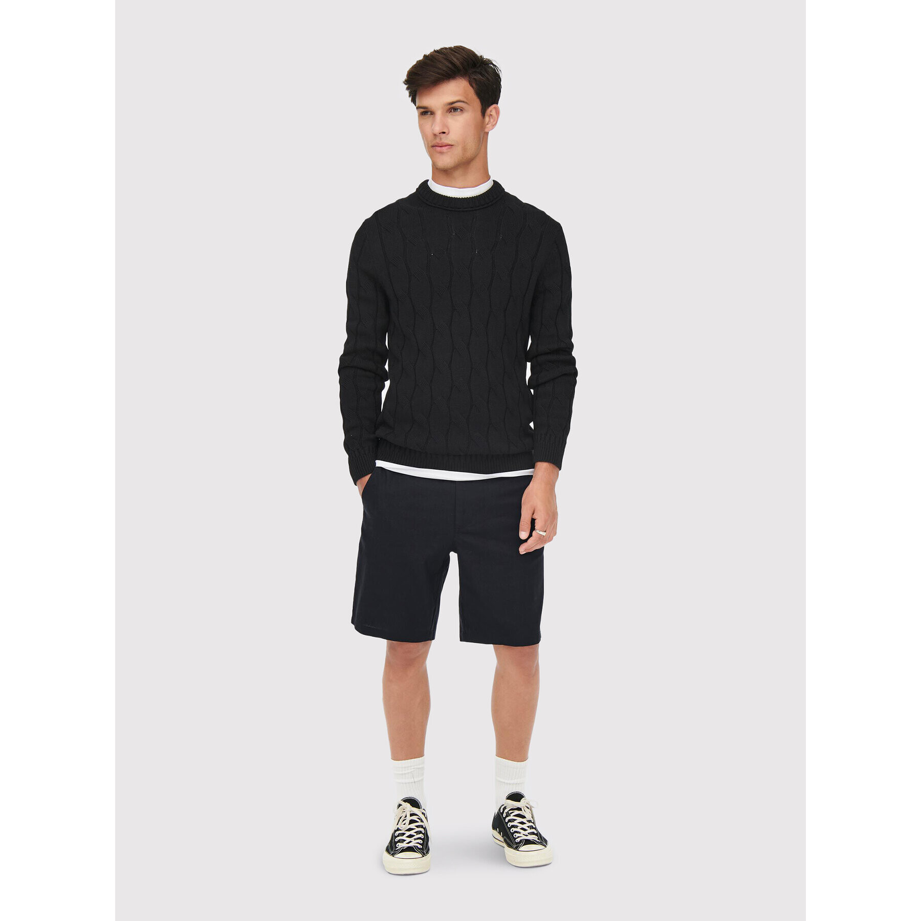 Only & Sons Шорти от плат Elliot 22022118 Тъмносин Regular Fit - Pepit.bg