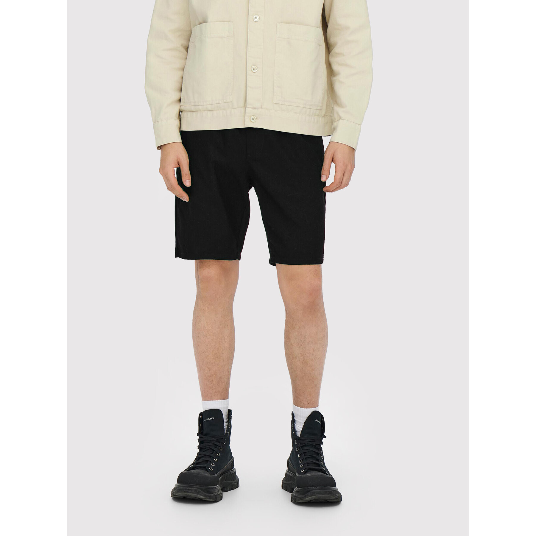 Only & Sons Шорти от плат Linus 22021824 Черен Regular Fit - Pepit.bg
