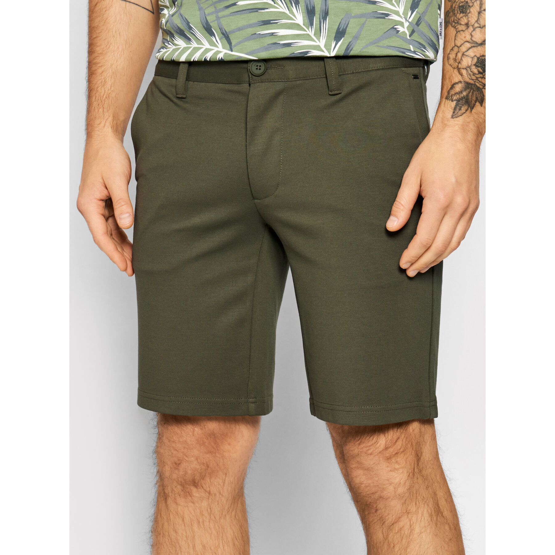 Only & Sons Шорти от плат Mark 22018667 Зелен Regular Fit - Pepit.bg