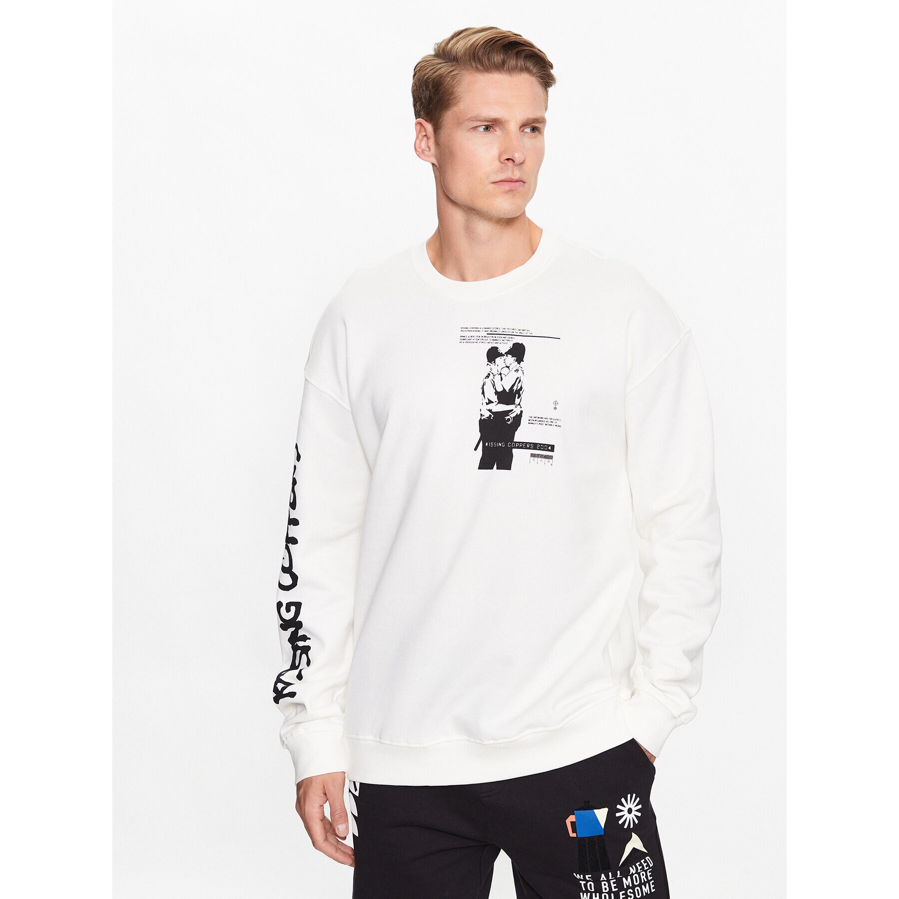 Only & Sons Суитшърт Banksy 22024751 Бял Relaxed Fit - Pepit.bg