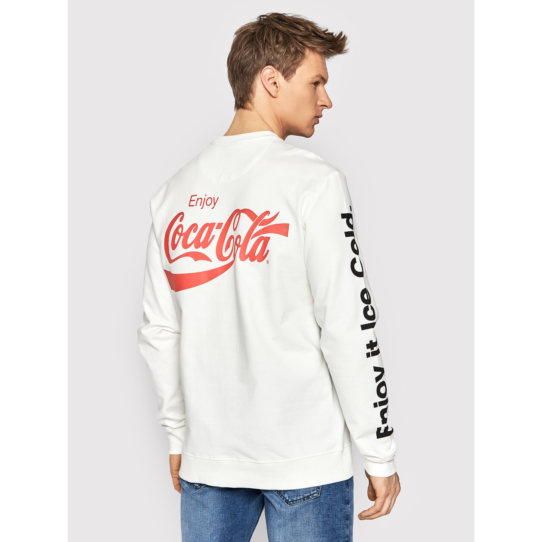 Only & Sons Суитшърт COCA-COLA 22023352 Бял Regular Fit - Pepit.bg