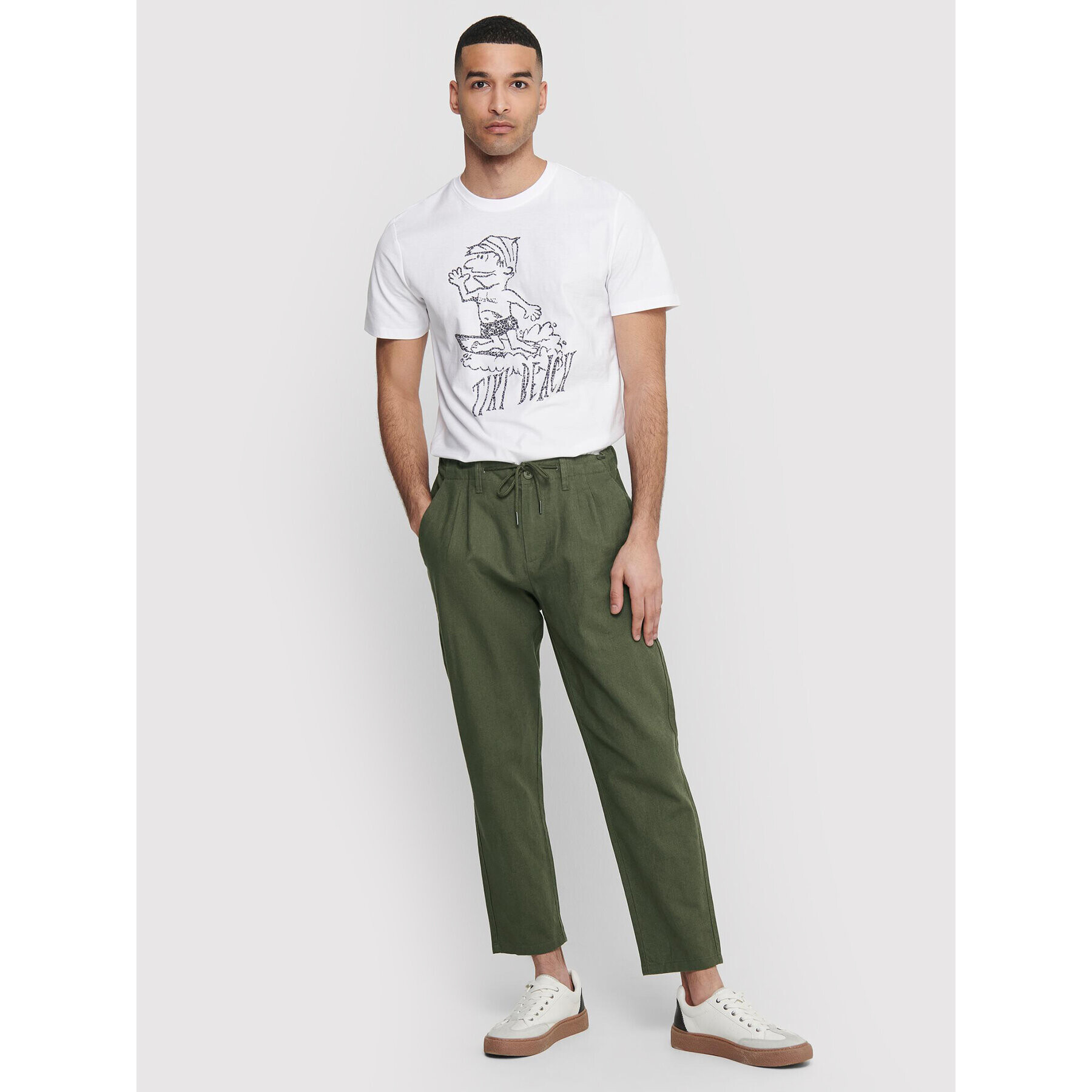 Only & Sons Текстилни панталони Leo 22013002 Зелен Regular Fit - Pepit.bg