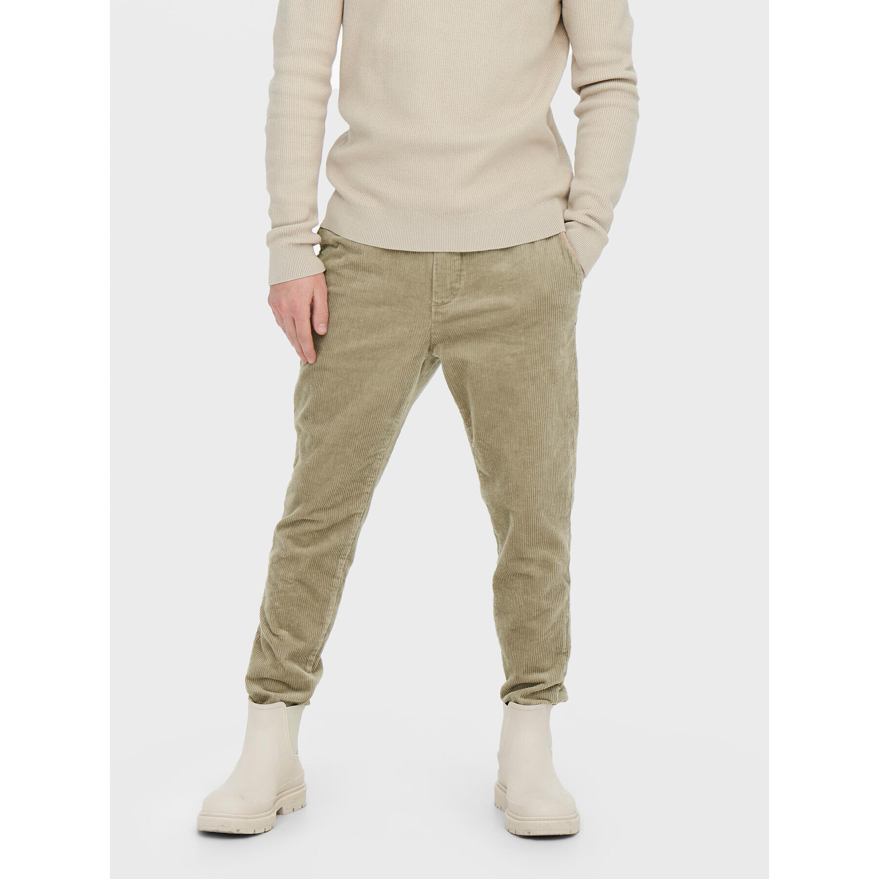 Only & Sons Текстилни панталони Linus 22019912 Бежов Regular Fit - Pepit.bg