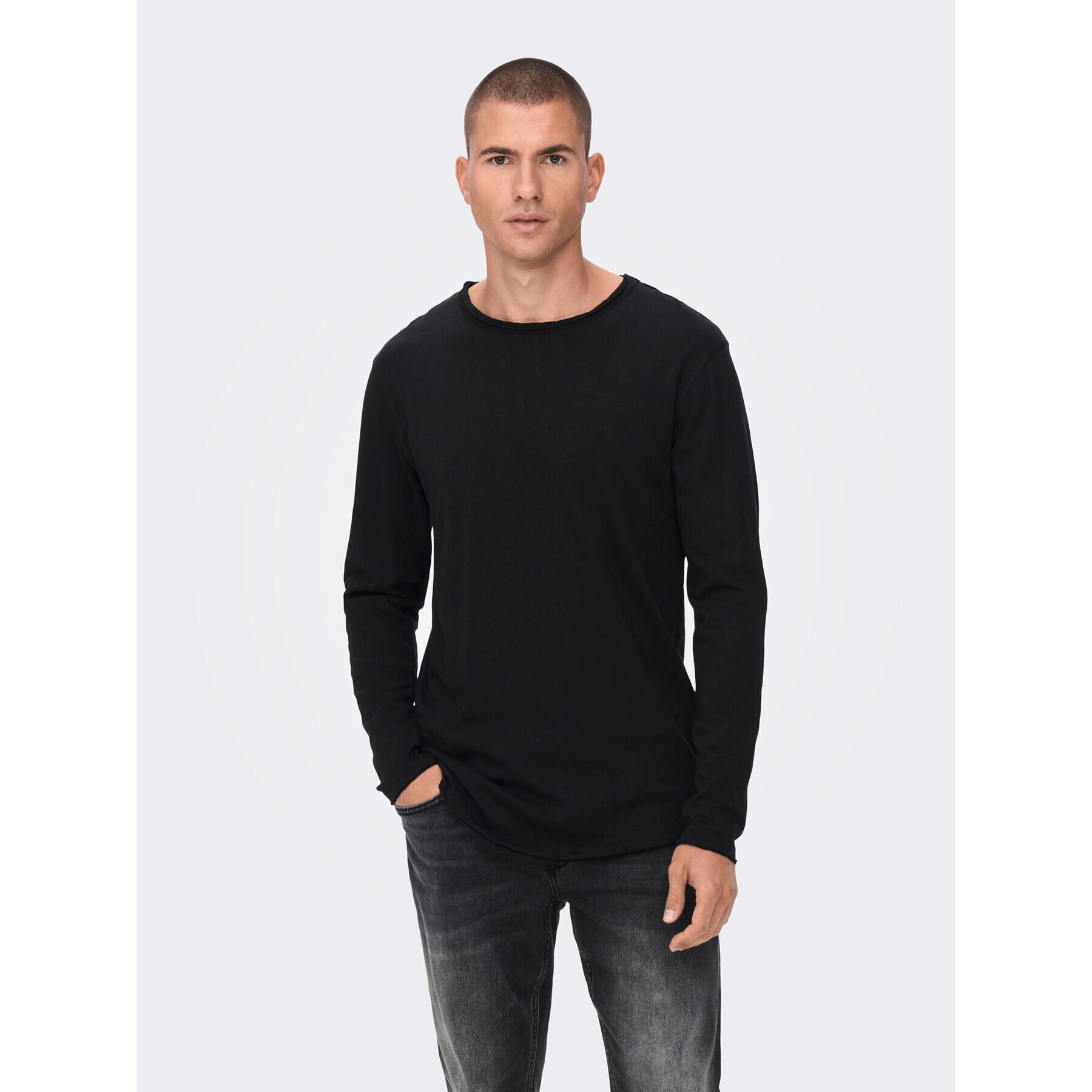 Only & Sons Тениска с дълъг ръкав 22023157 Черен Regular Fit - Pepit.bg