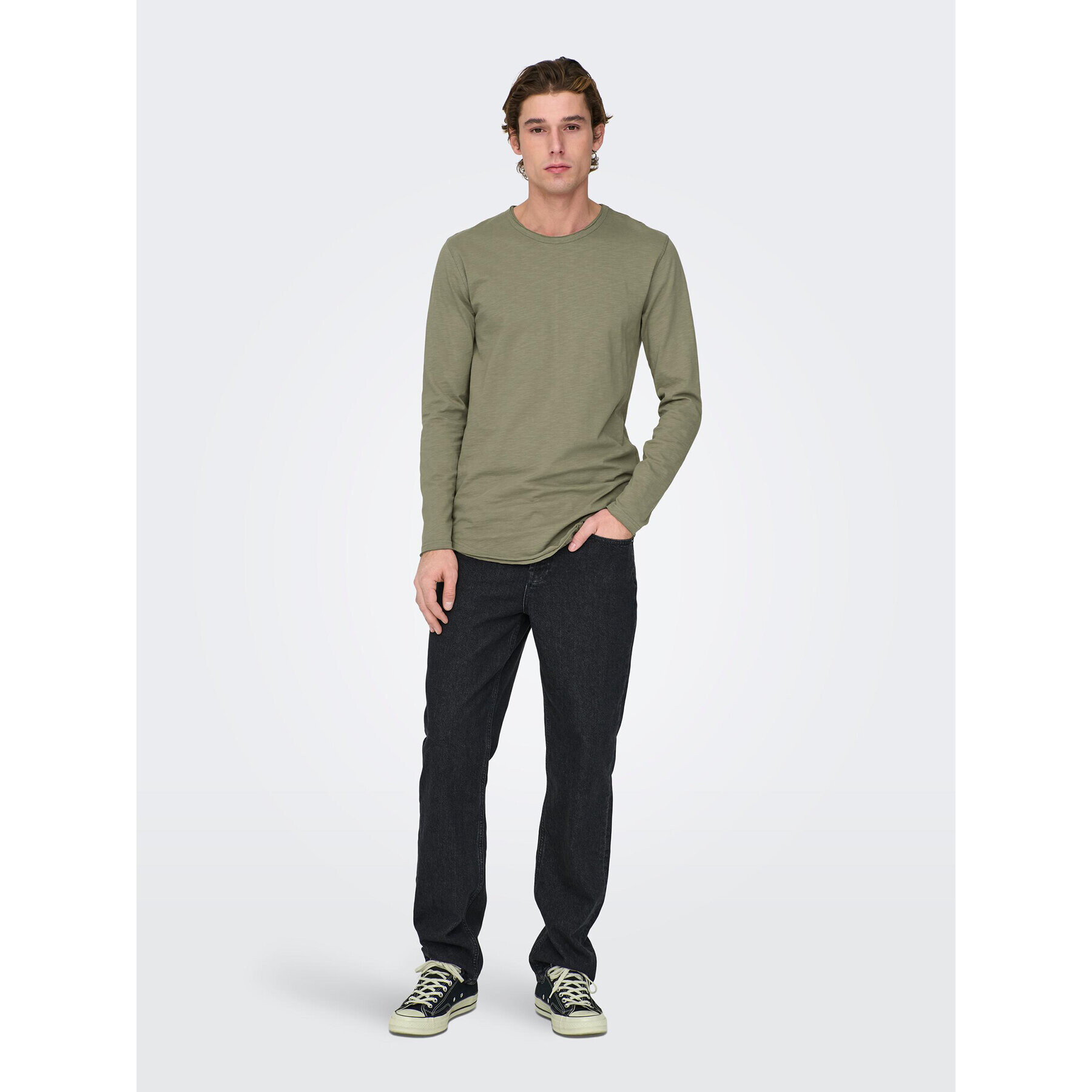Only & Sons Тениска с дълъг ръкав 22023157 Зелен Regular Fit - Pepit.bg