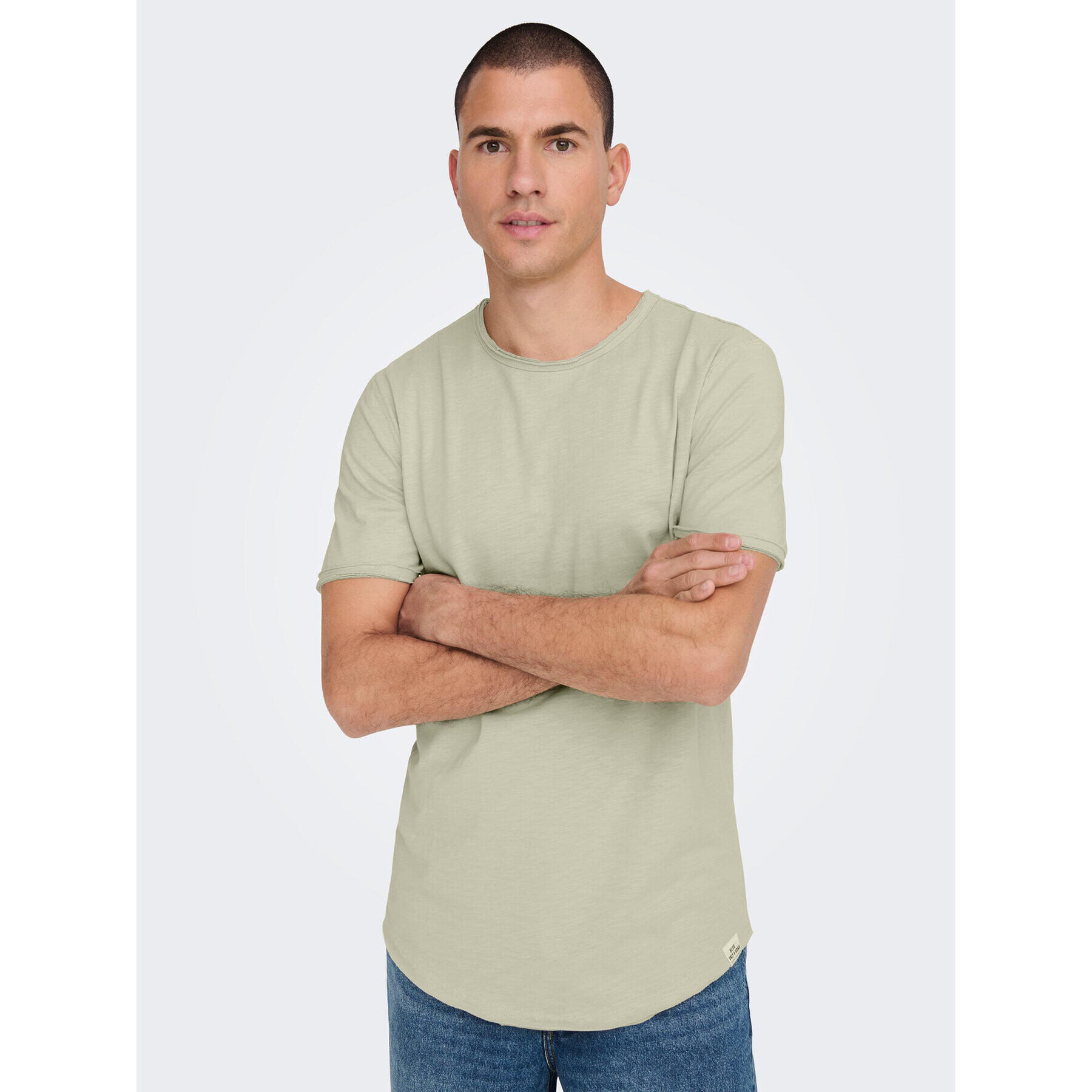 Only & Sons Тишърт 22017822 Зелен Long Line Fit - Pepit.bg