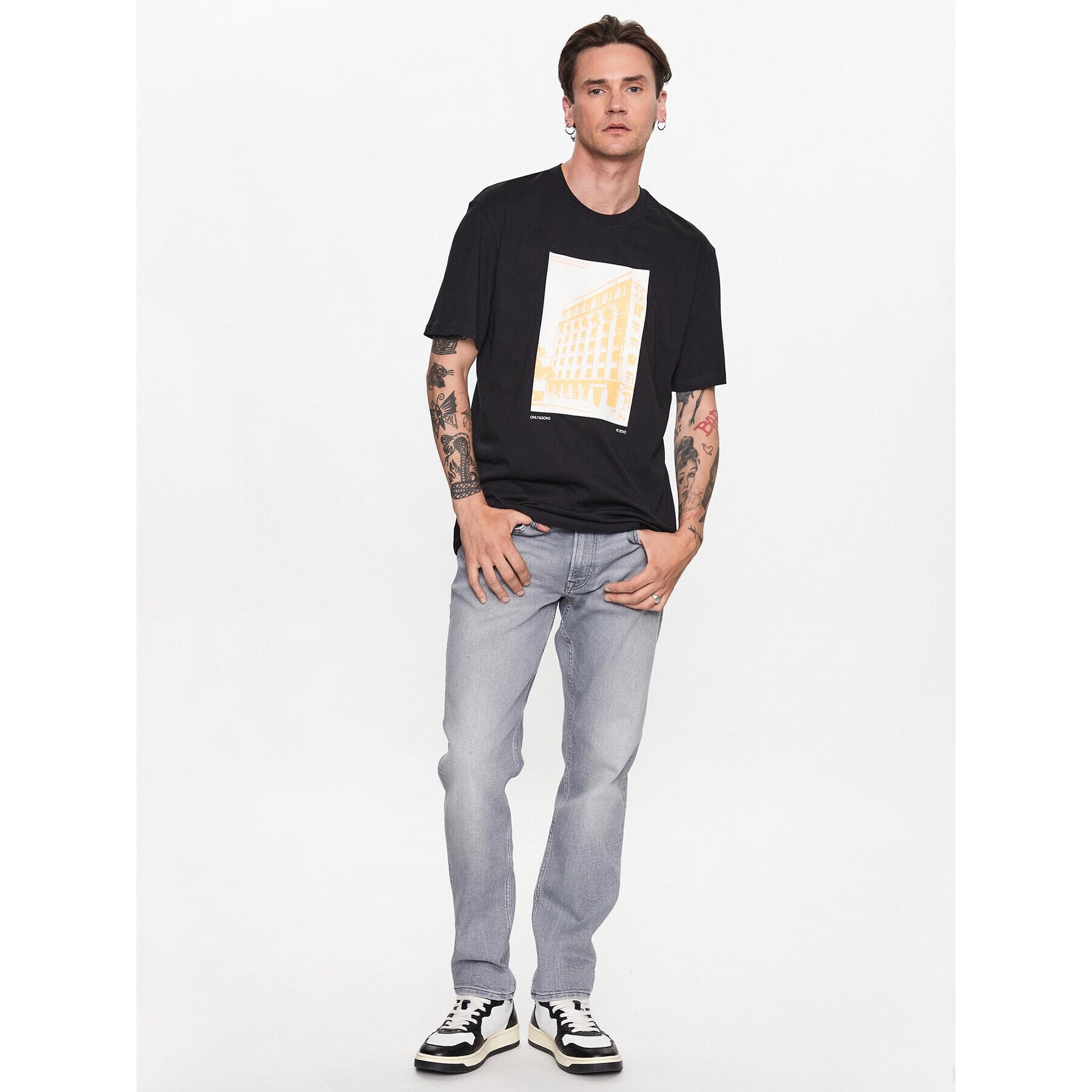 Only & Sons Тишърт 22024793 Черен Regular Fit - Pepit.bg