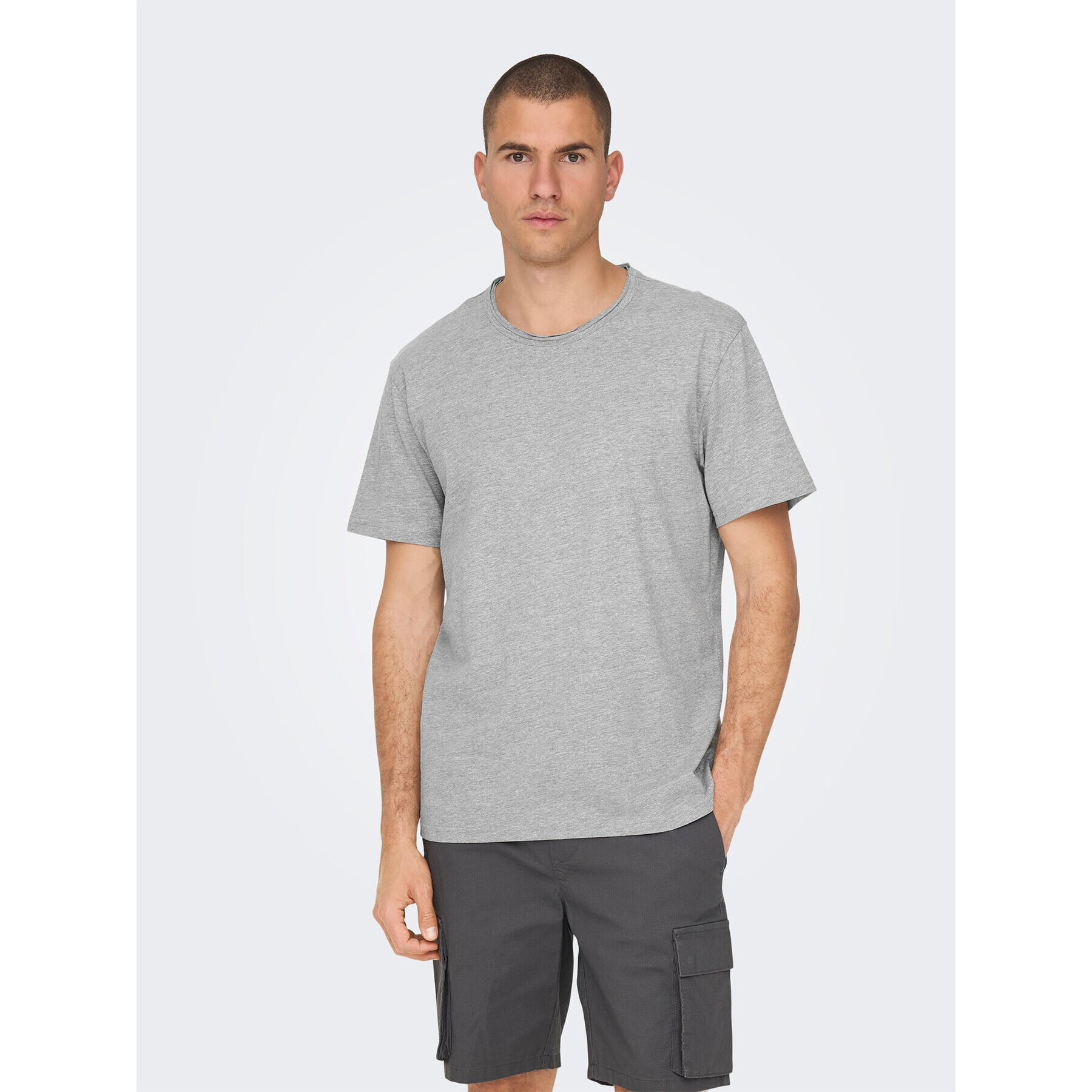 Only & Sons Тишърт 22026083 Сив Regular Fit - Pepit.bg