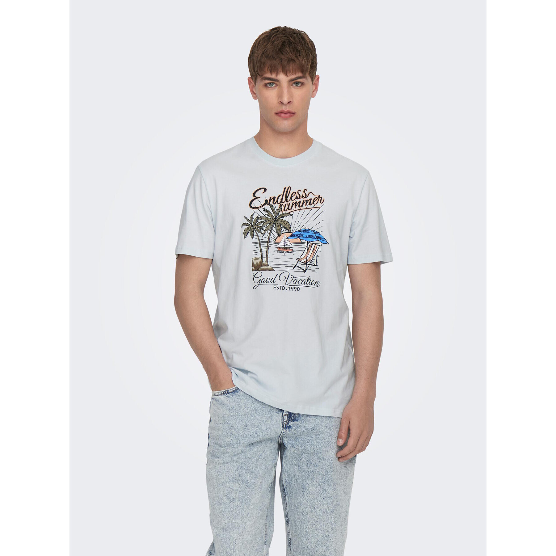 Only & Sons Тишърт 22026084 Бял Regular Fit - Pepit.bg