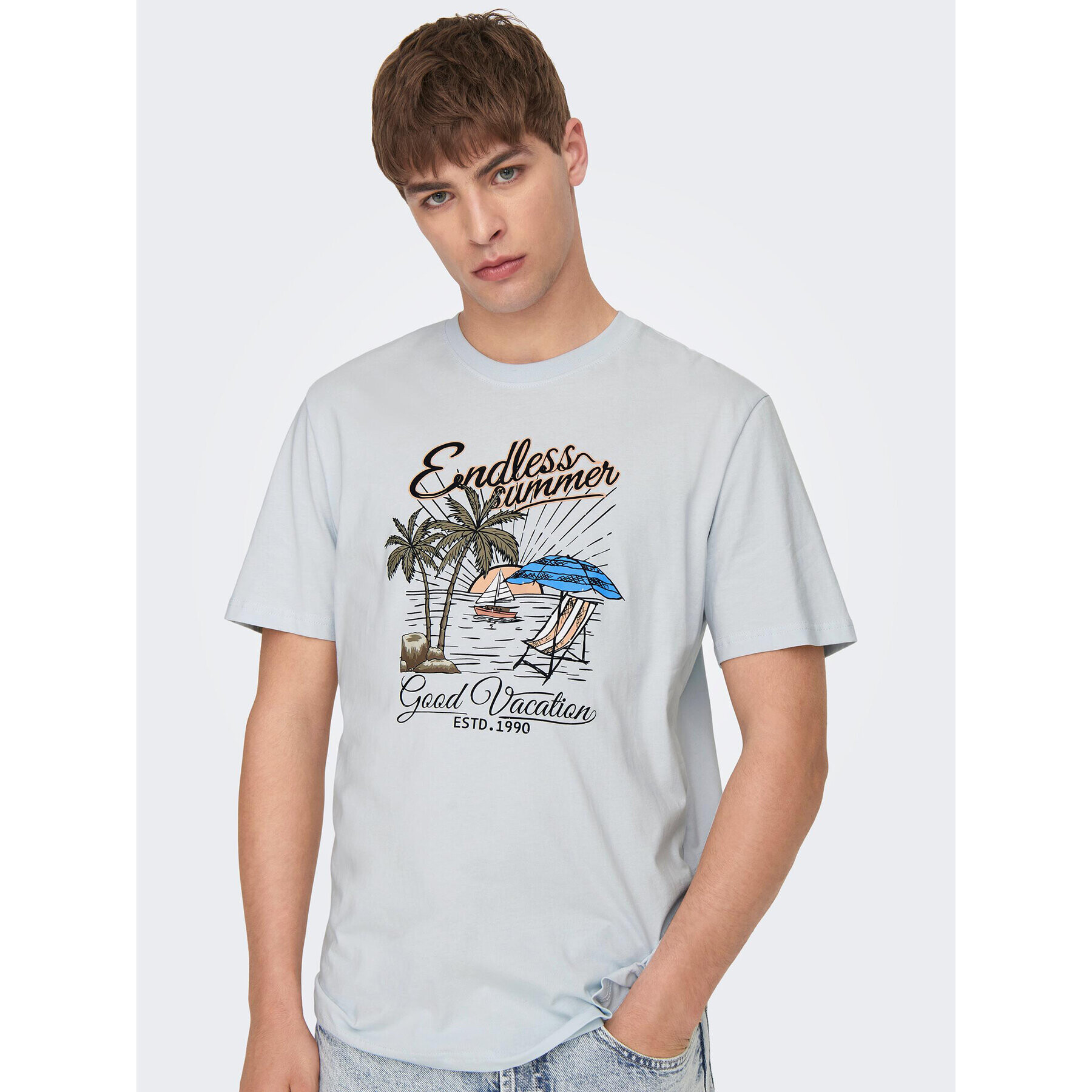 Only & Sons Тишърт 22026084 Бял Regular Fit - Pepit.bg