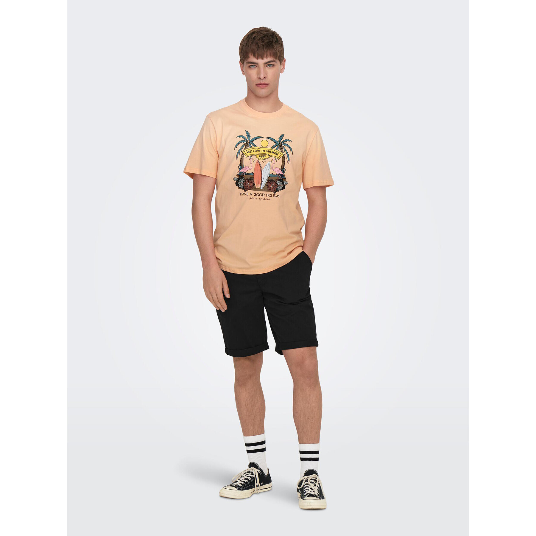Only & Sons Тишърт 22026084 Оранжев Regular Fit - Pepit.bg