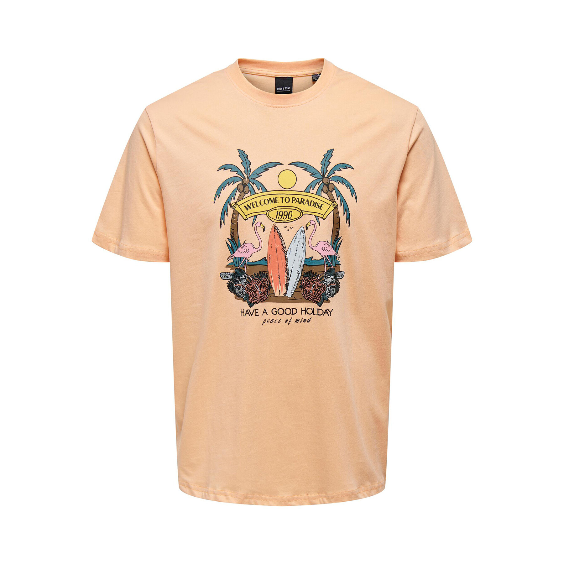Only & Sons Тишърт 22026084 Оранжев Regular Fit - Pepit.bg