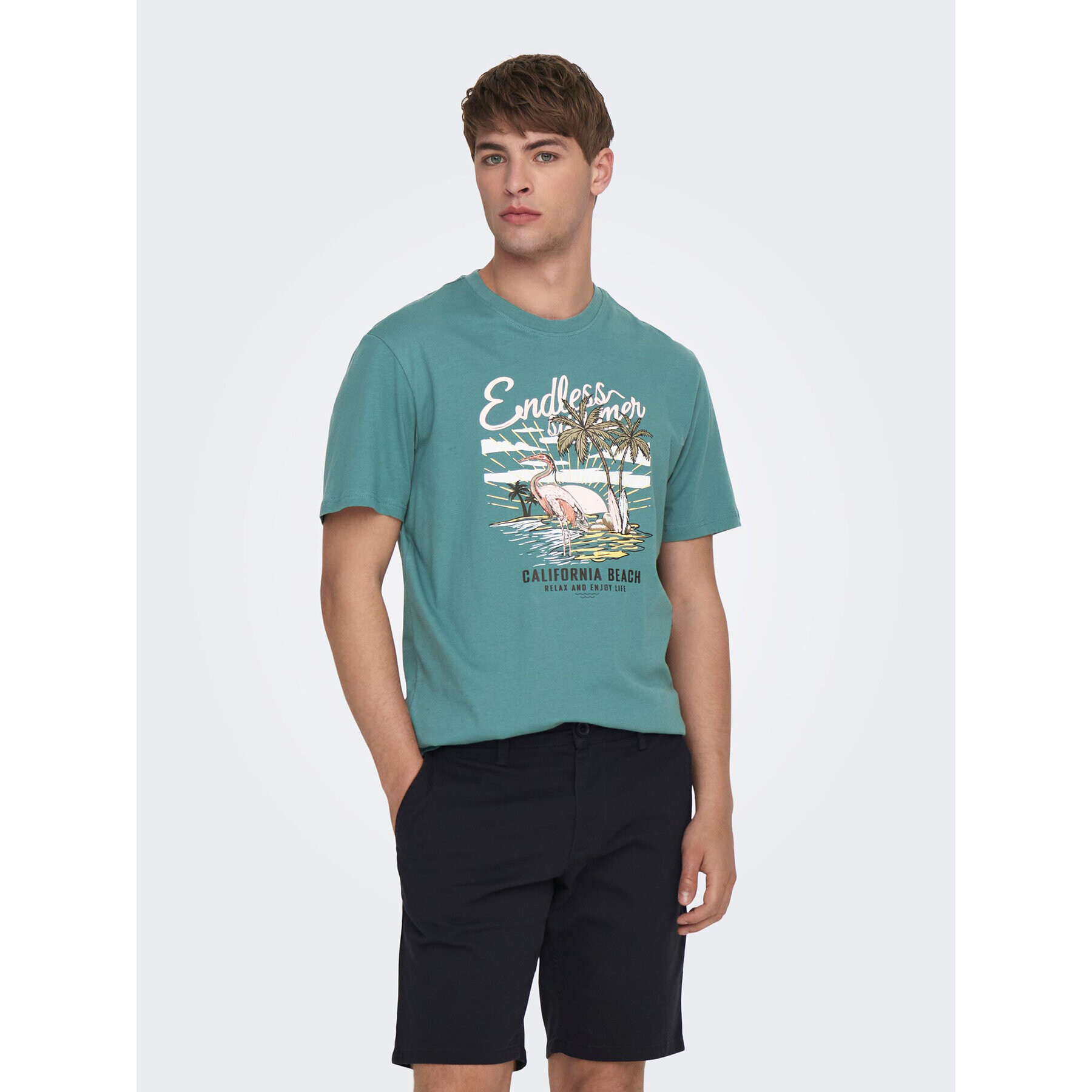 Only & Sons Тишърт 22026084 Син Regular Fit - Pepit.bg