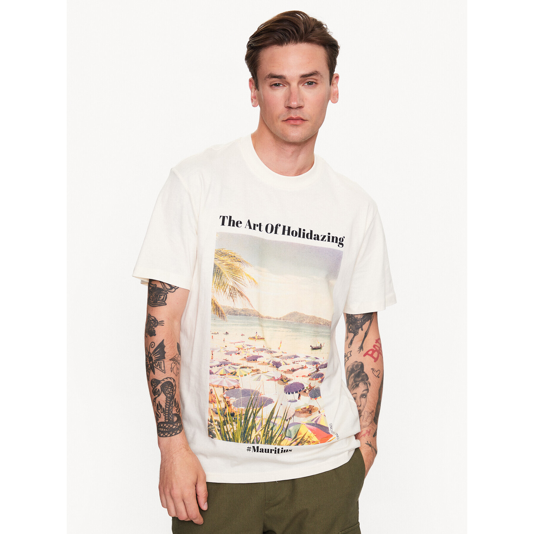 Only & Sons Тишърт 22026086 Бял Regular Fit - Pepit.bg