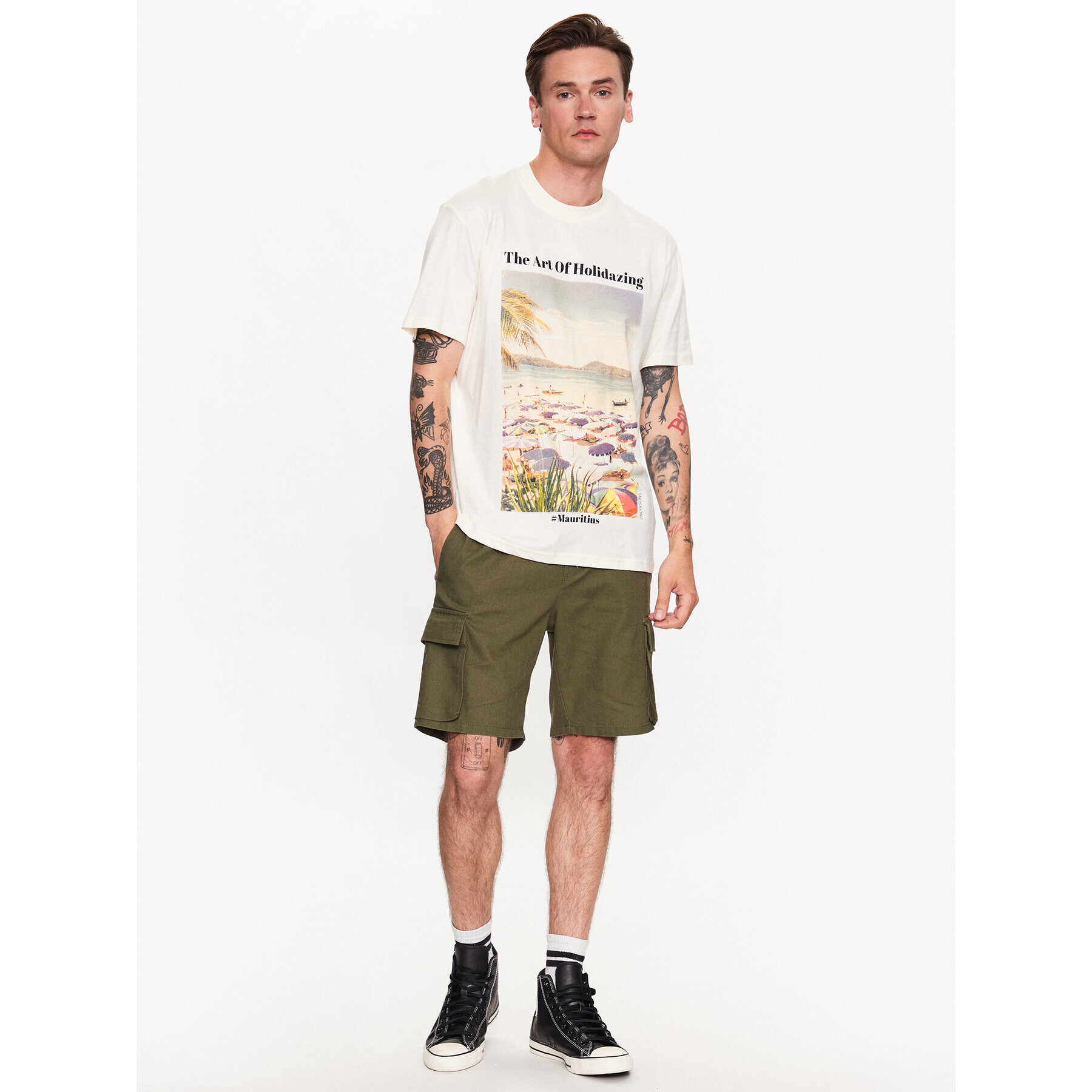 Only & Sons Тишърт 22026086 Бял Regular Fit - Pepit.bg