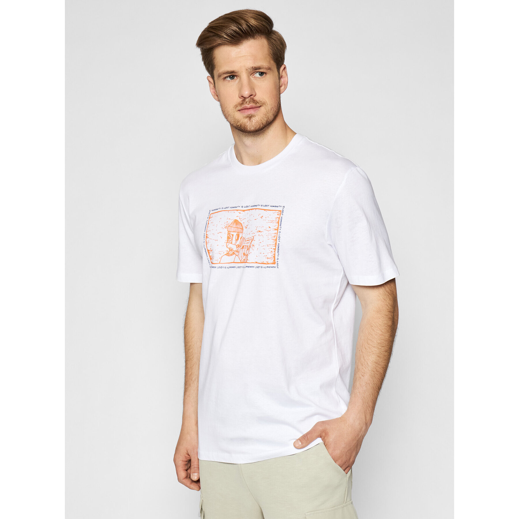 Only & Sons Тишърт Aca 22019295 Бял Regular Fit - Pepit.bg
