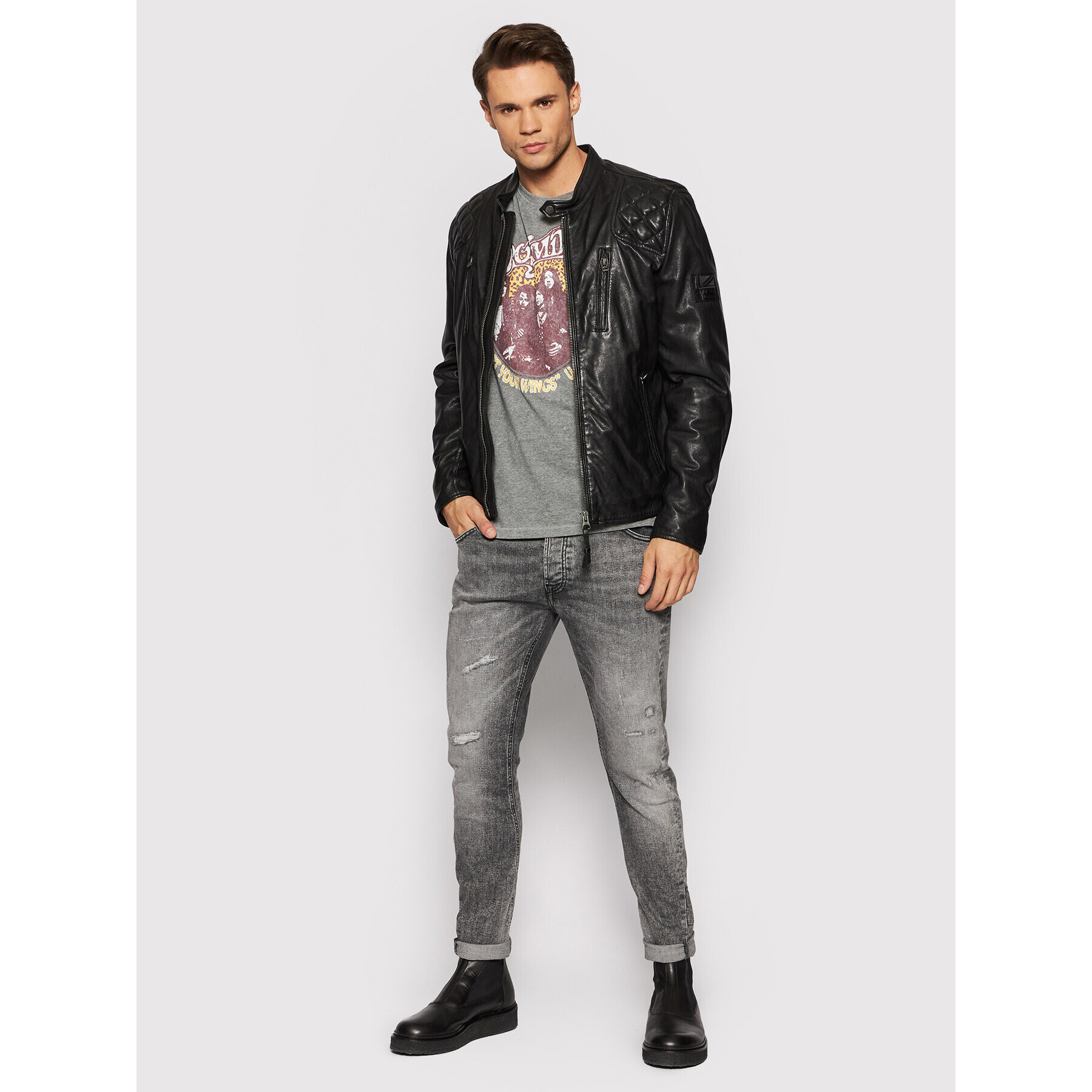 Only & Sons Тишърт Aerosmith 22020823 Сив Regular Fit - Pepit.bg