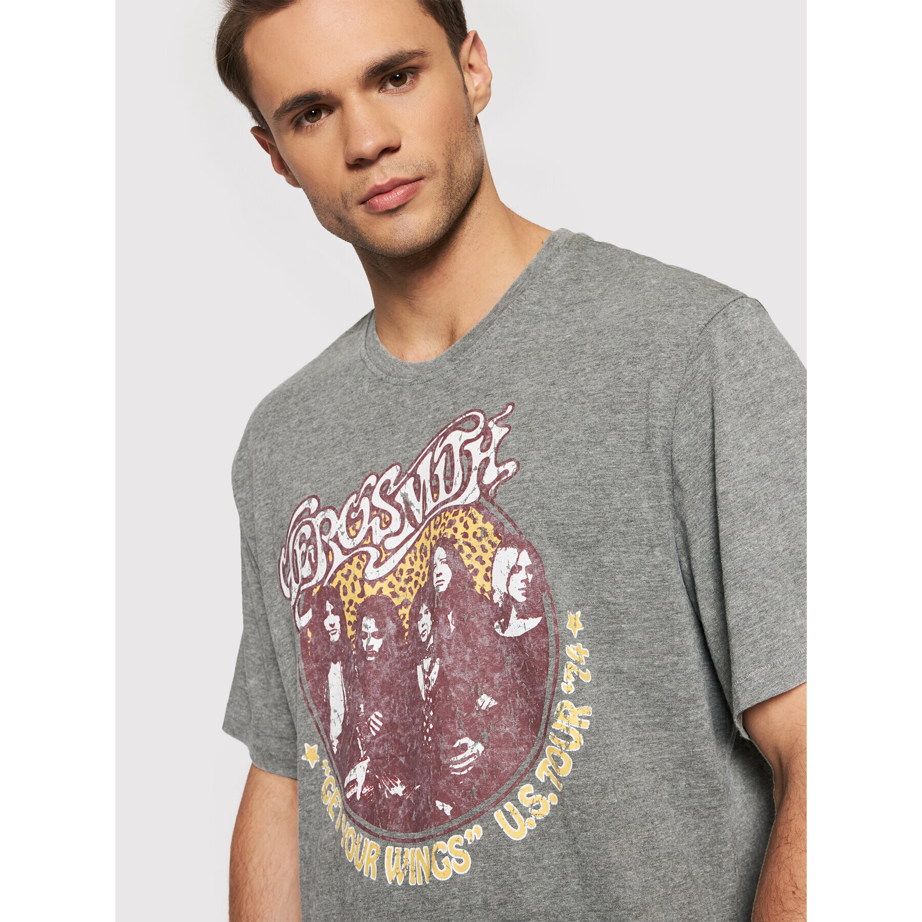 Only & Sons Тишърт Aerosmith 22020823 Сив Regular Fit - Pepit.bg