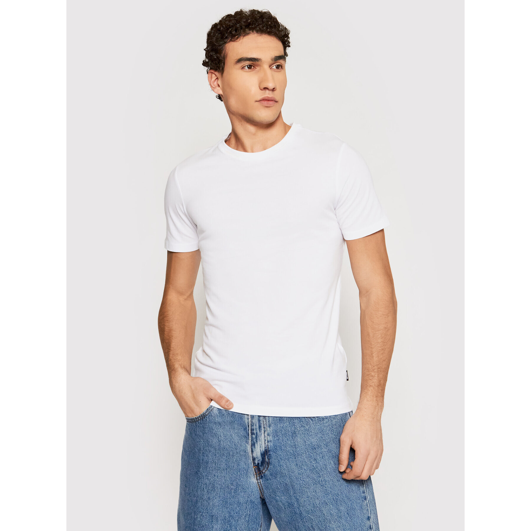 Only & Sons Тишърт Basic 22020798 Бял Slim Fit - Pepit.bg