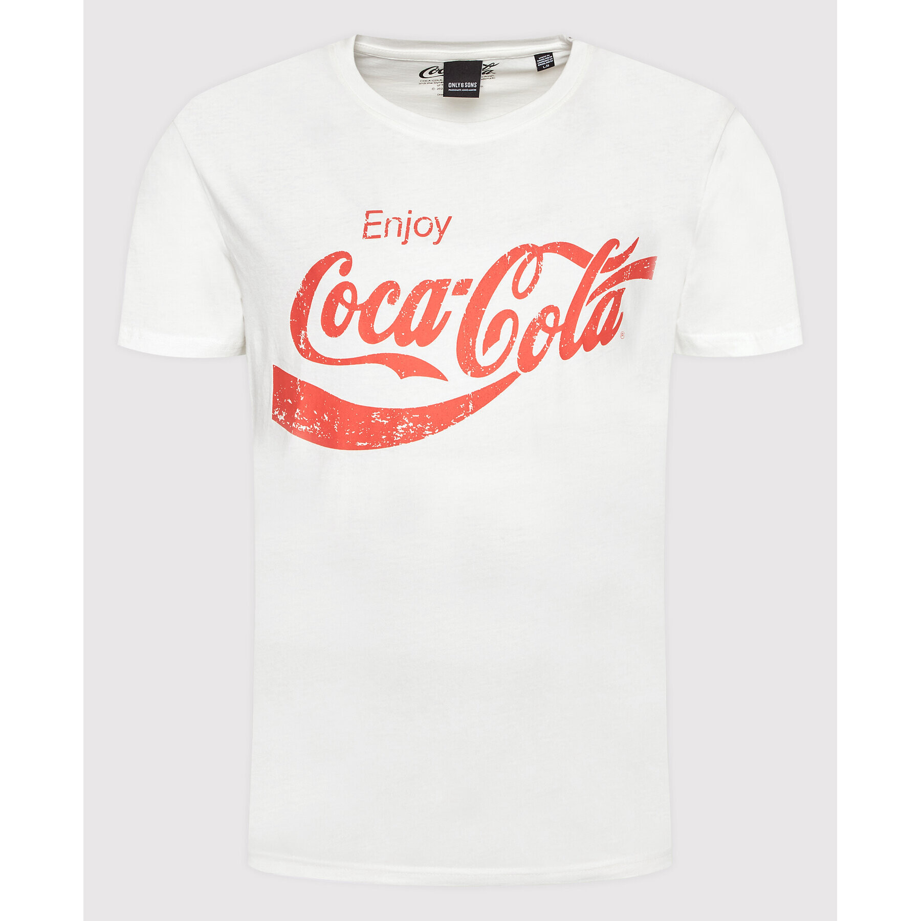Only & Sons Тишърт COCA-COLA 22023351 Бял Regular Fit - Pepit.bg