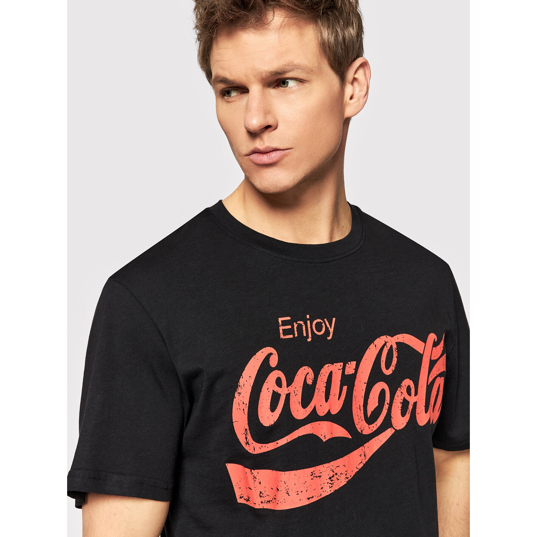 Only & Sons Тишърт COCA-COLA 22023351 Черен Regular Fit - Pepit.bg
