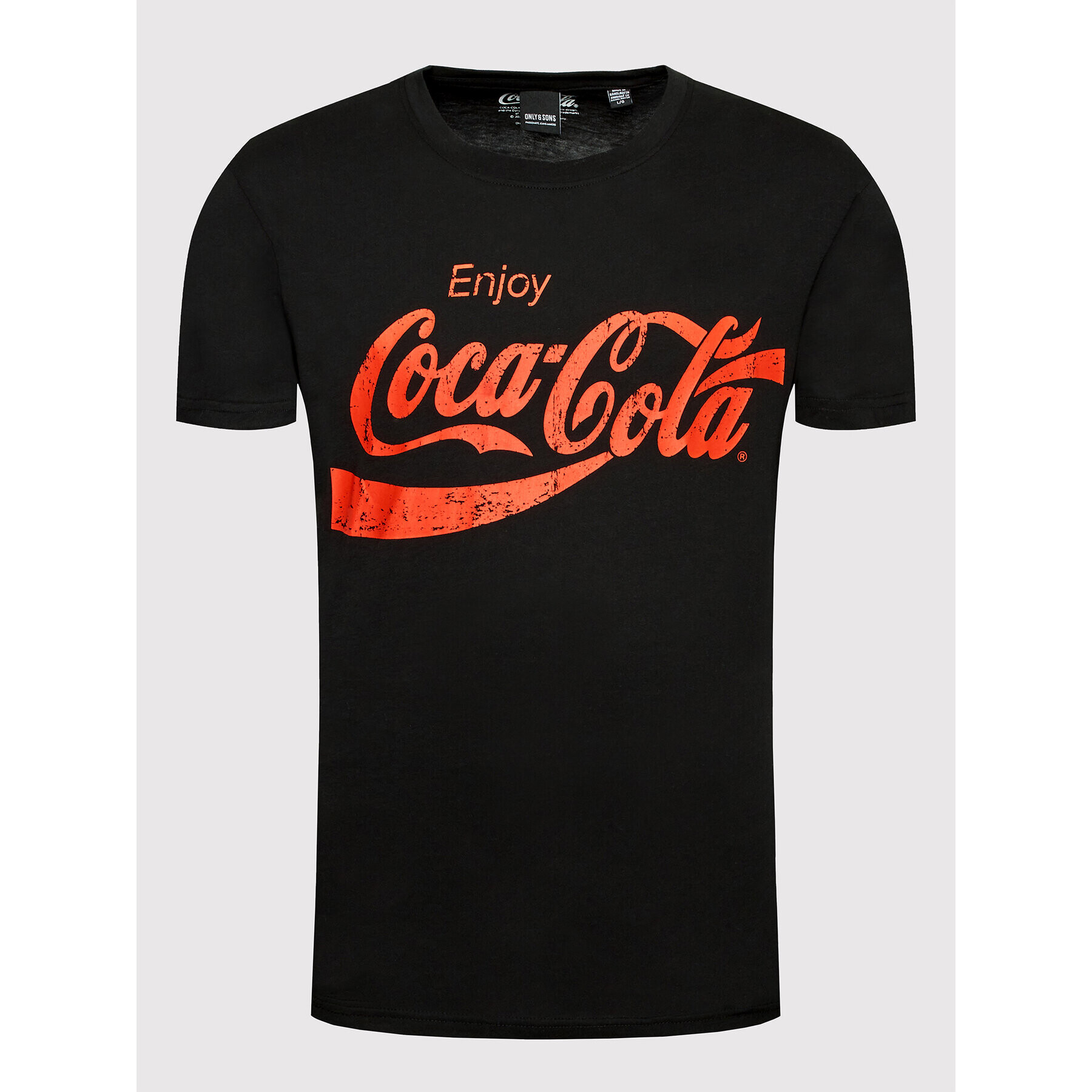 Only & Sons Тишърт COCA-COLA 22023351 Черен Regular Fit - Pepit.bg