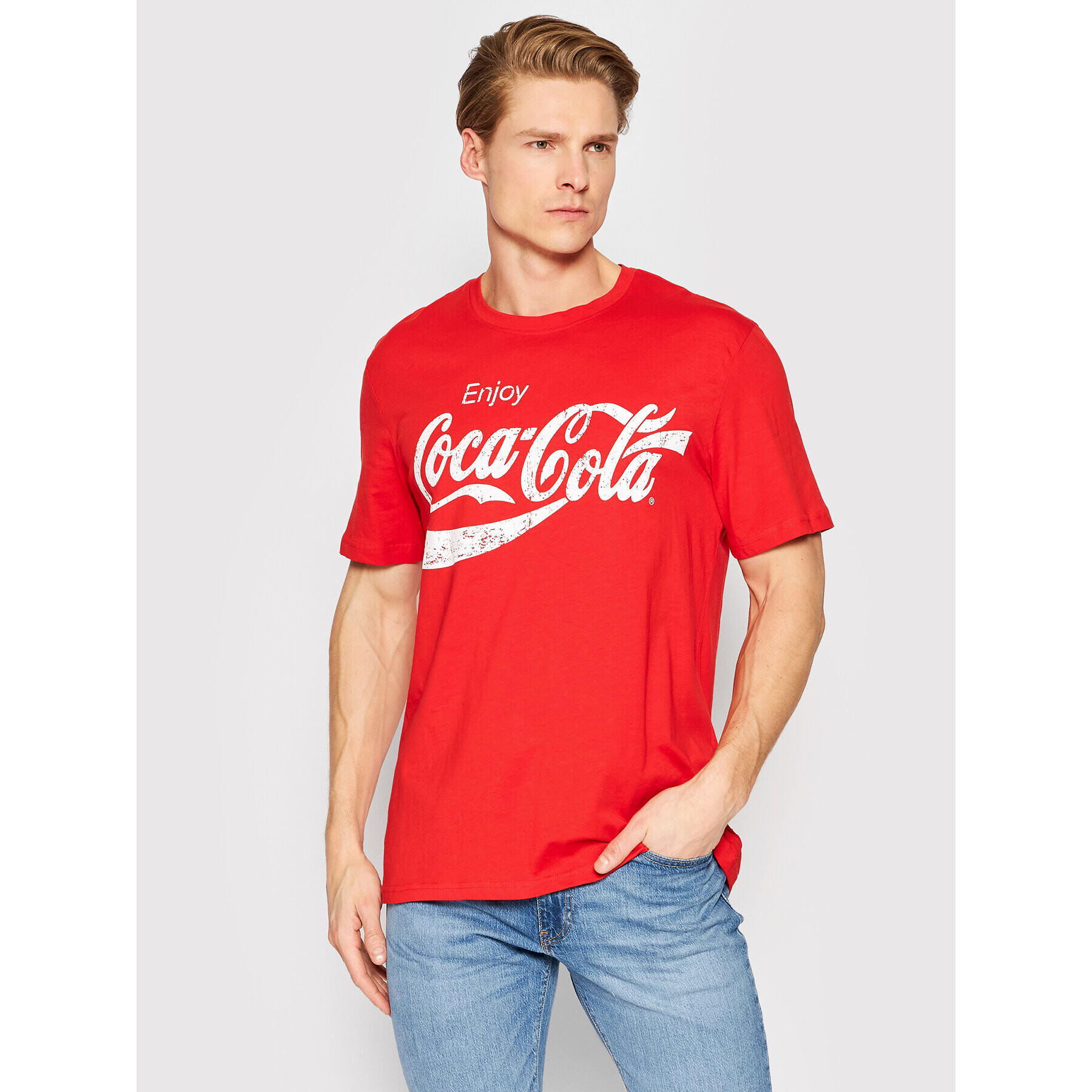 Only & Sons Тишърт COCA-COLA 22023351 Червен Regular Fit - Pepit.bg